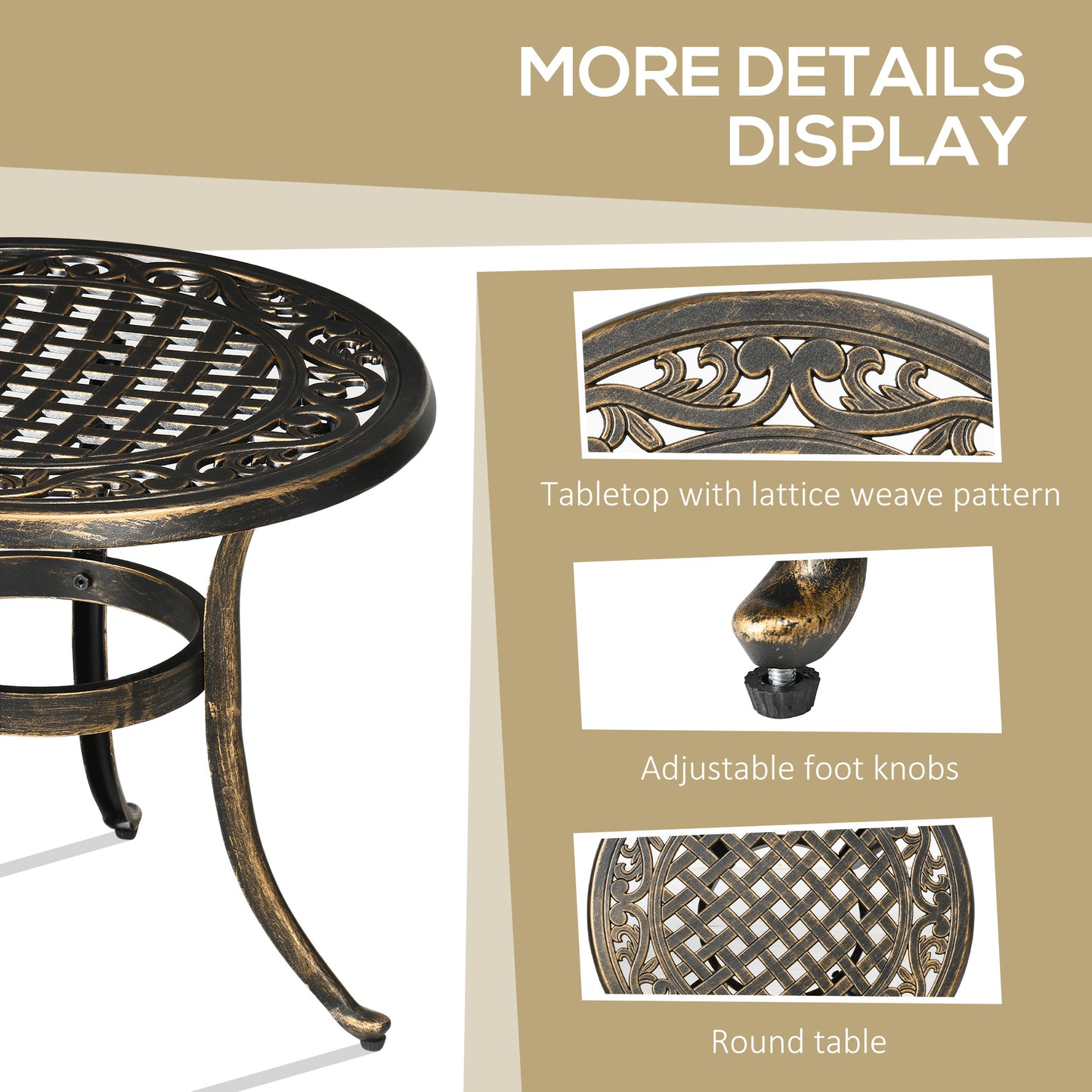 Outdoor Garden Table, Cast Aluminium Patio End Table