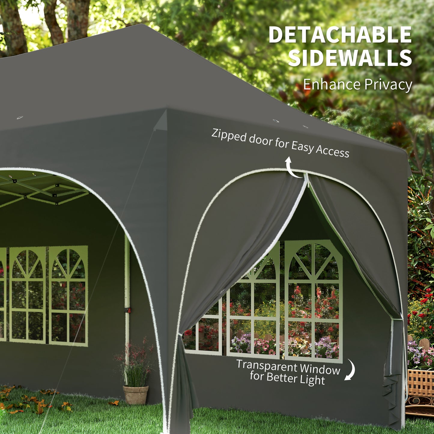 3 x 6m Pop Up Gazebo Shelter with Sides, 6 Sandbags