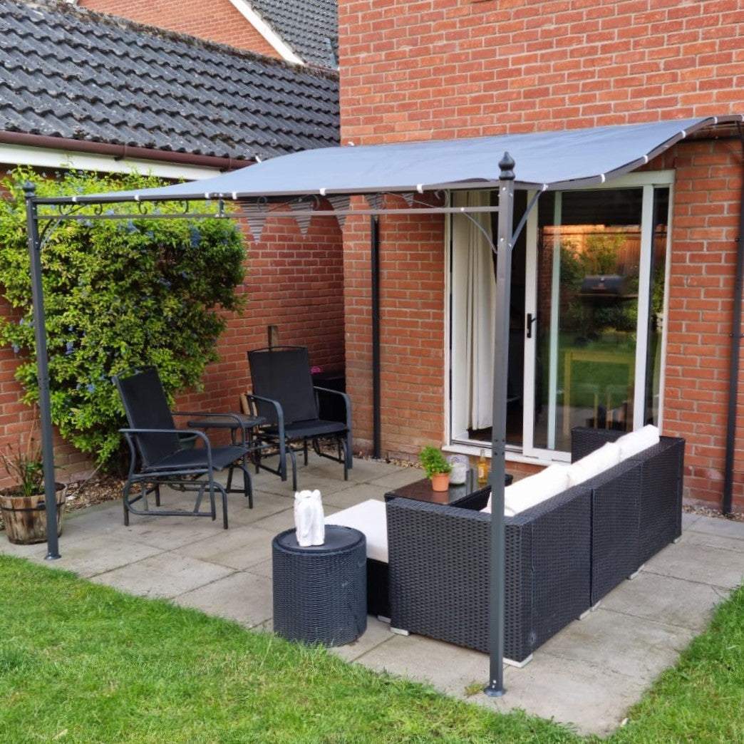 3x3m Metal Pergola with Canopy Garden Awning for Garden Parties