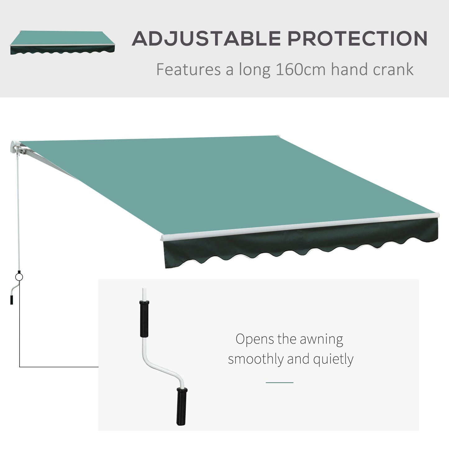 3 x 2.5m Manual Retractable Awning for Patio 45-75° Sun Canopy (1)