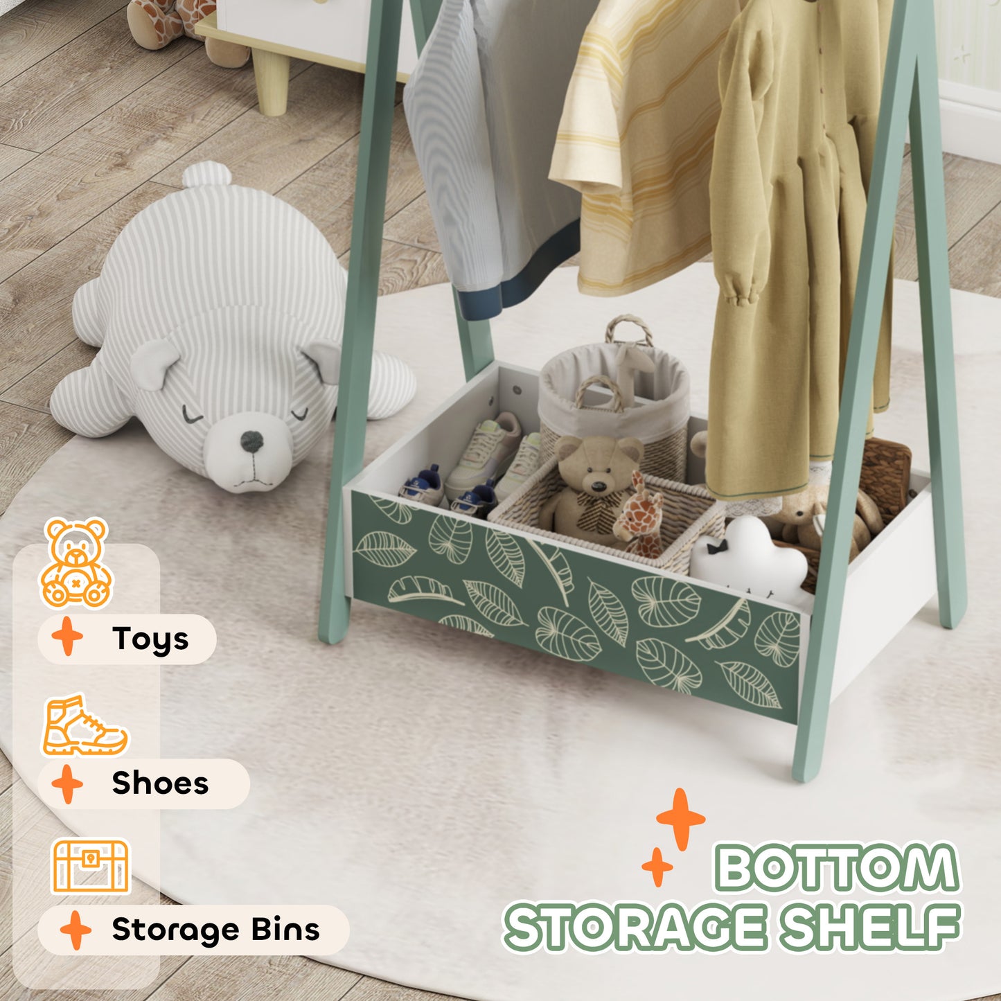 Baby Clothing Rack with Hangers, Storage Shelf for Bedroom (1)