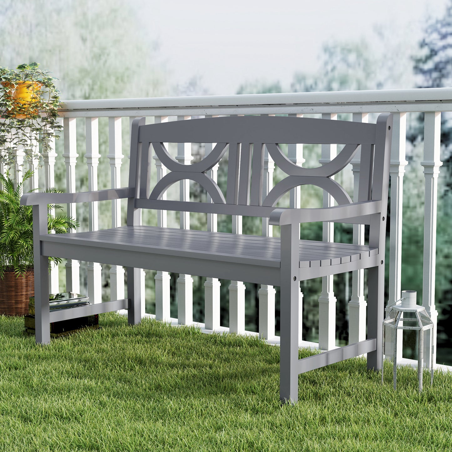 2-Seater Wooden Garden Bench Outdoor Patio Loveseat for Porch