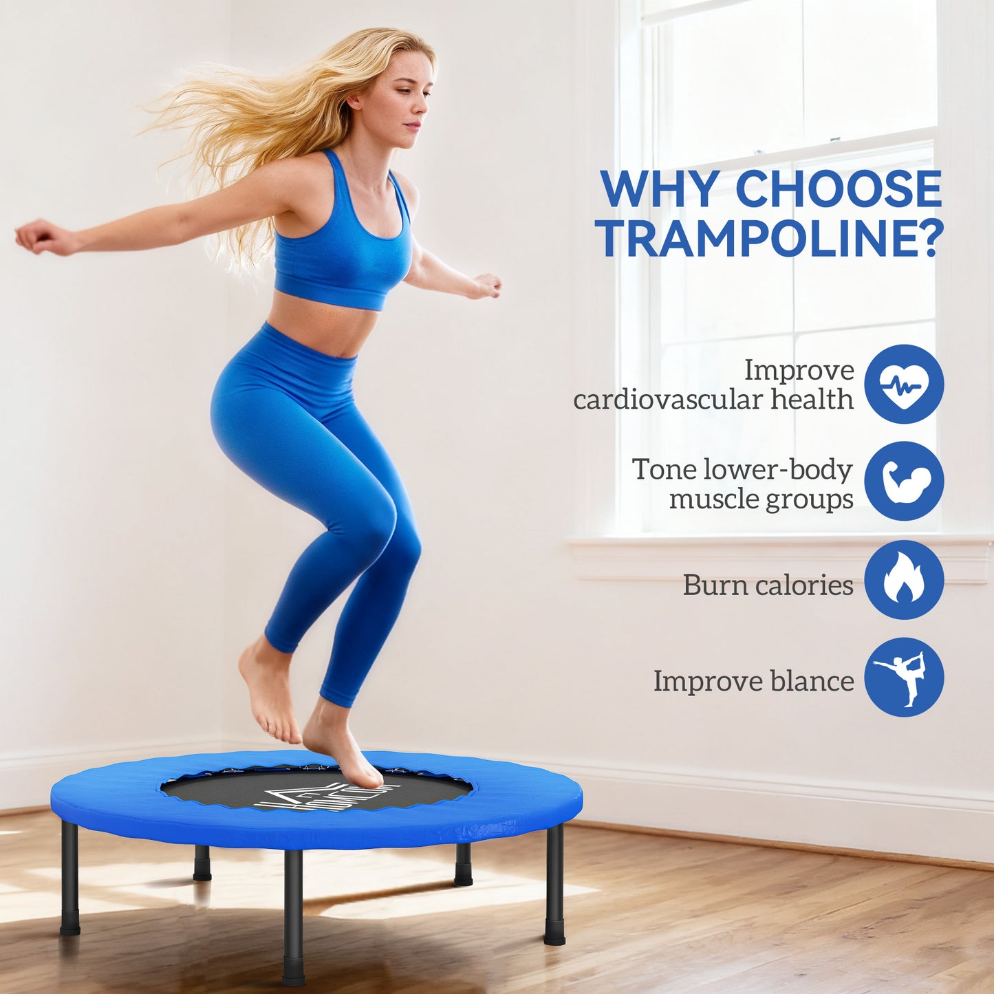 32" Mini Fitness Trampoline Home Gym Yoga Exercise Rebounder Indoor
