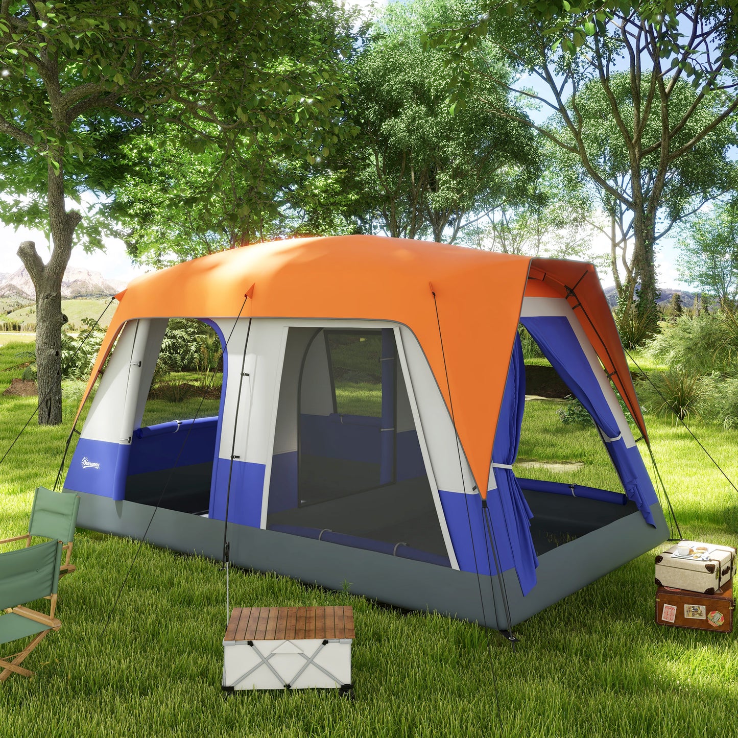 Six-Man Camping Tent, with Small Rainfly and Accessories