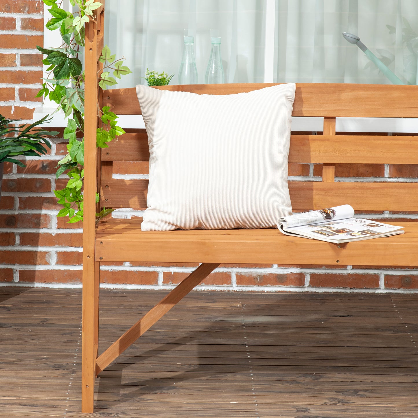 Garden Bench, Wooden Garden Arbour with Seat for Vines/Climbing Plants