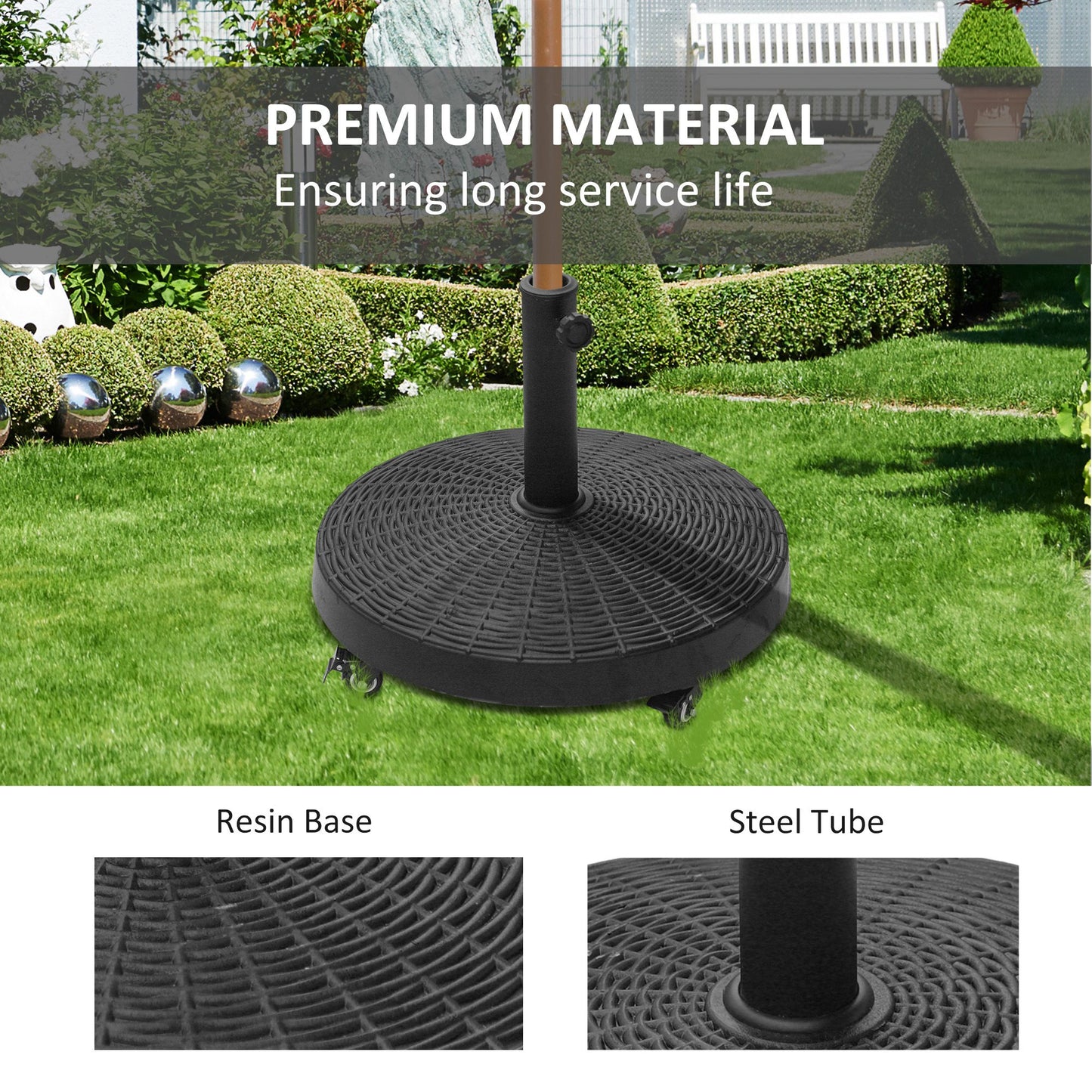 22.7kg Resin Patio Parasol Base Umbrella Stand Weight Deck Garden