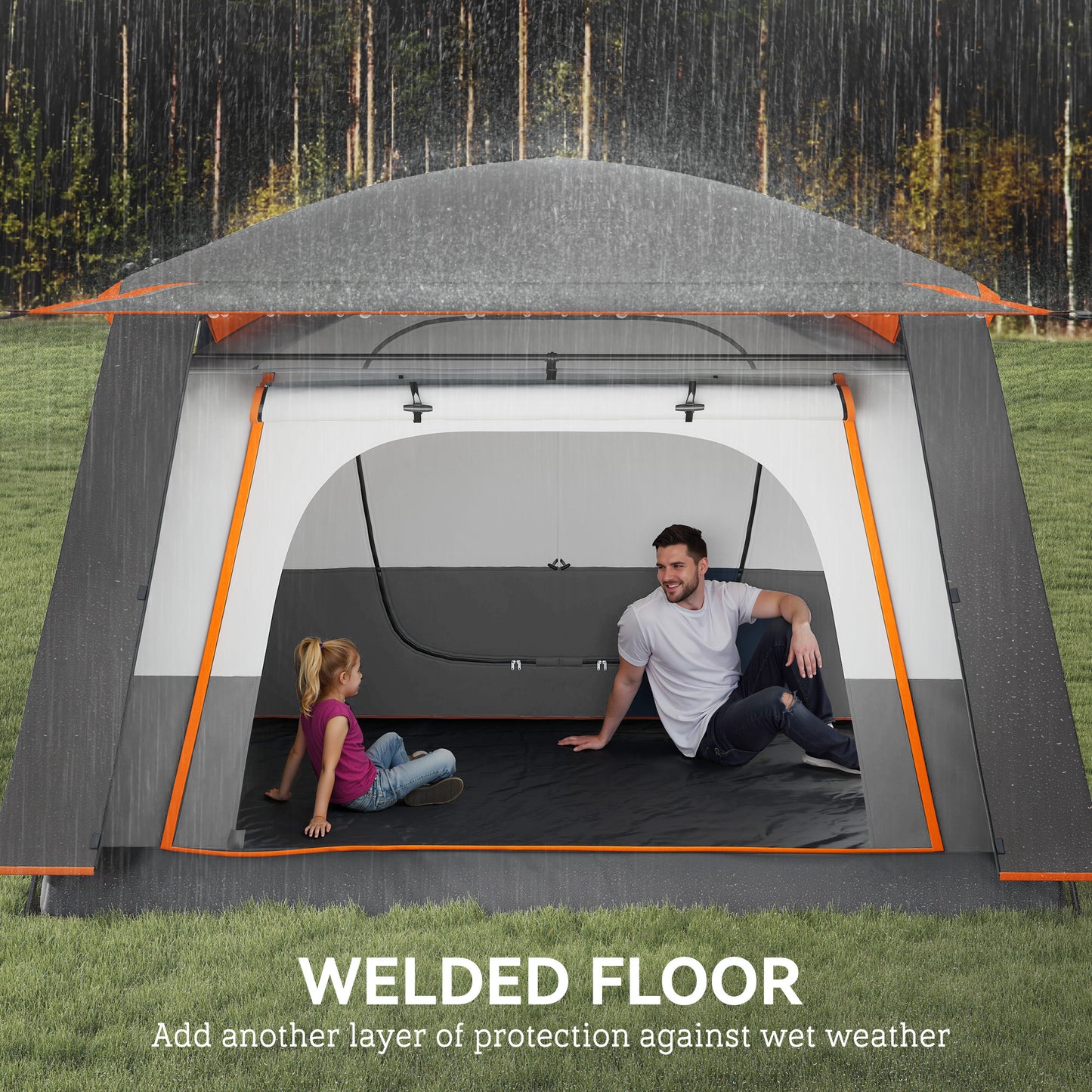 5 Man Camping Tent, Double Layer Tunnel Tent with Porch
