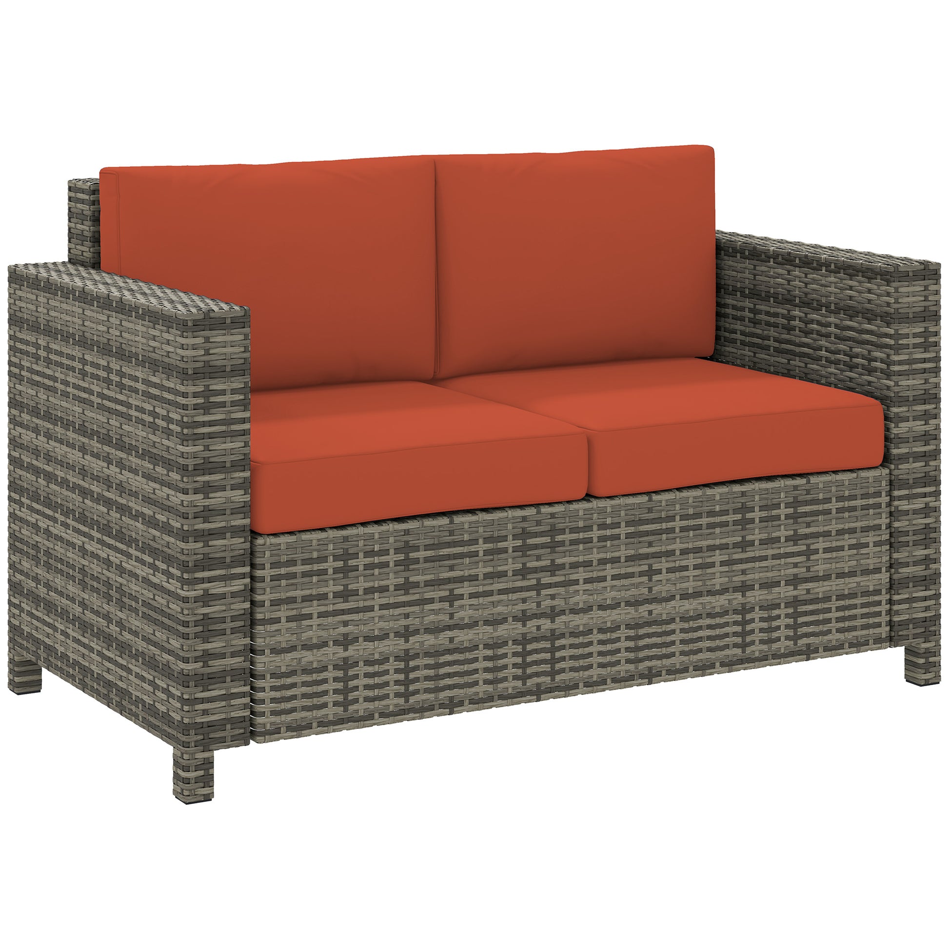 Rattan Sofa, 2 Seater Garden Furniture with Soft Padded Cushion (1)
