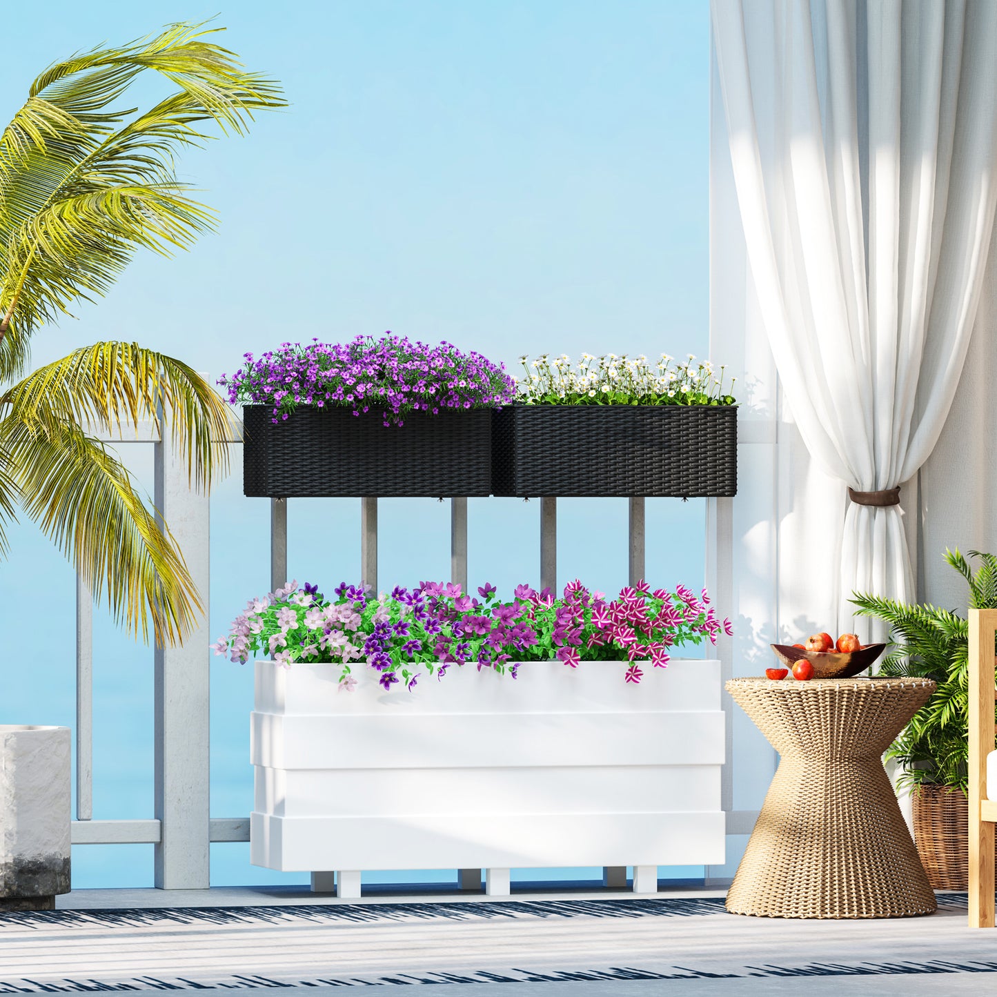 Set of Two Rattan-Effect Planters (2)
