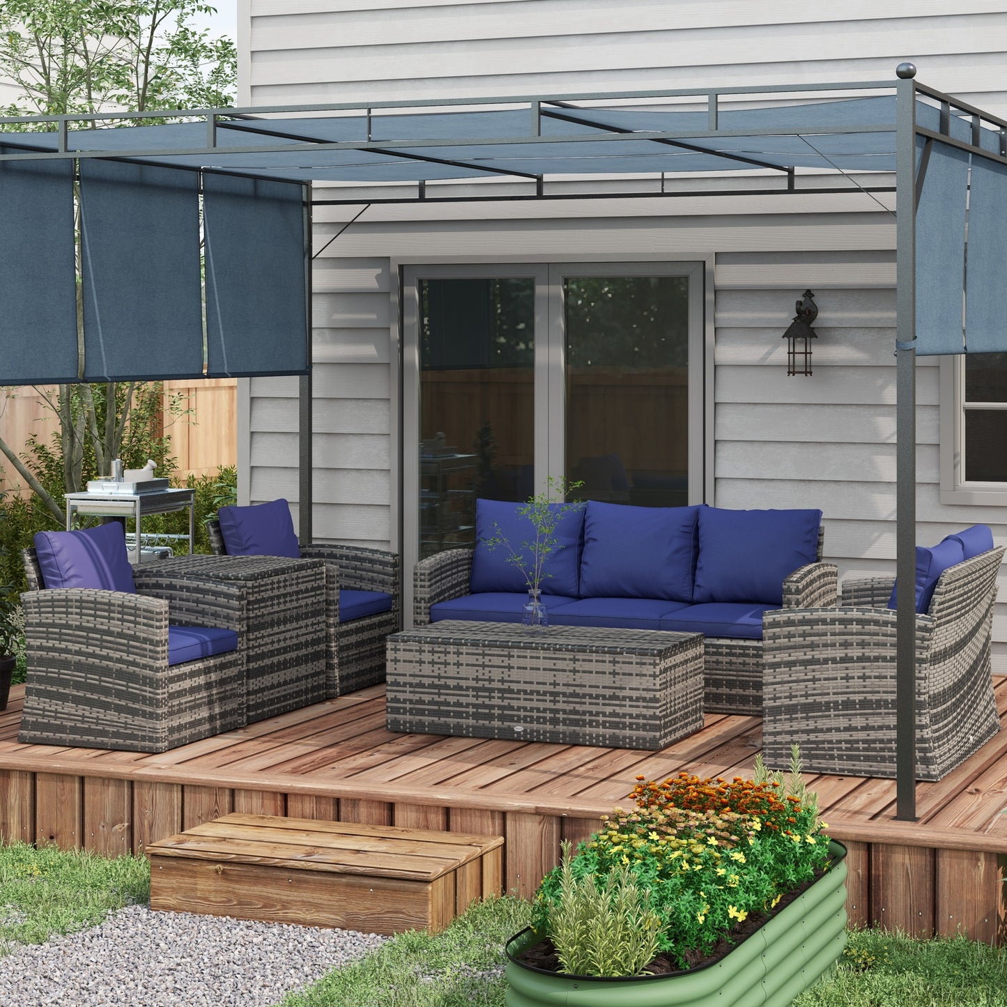 6 Pieces Rattan Garden Furniture Set