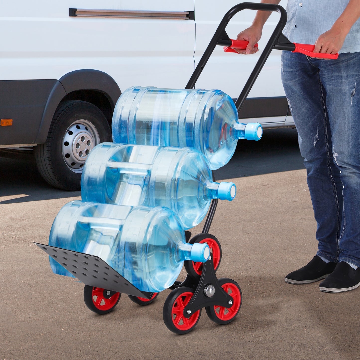 Stair Climbing Hand Truck, Heavy Duty Foldable Trolley on Wheels