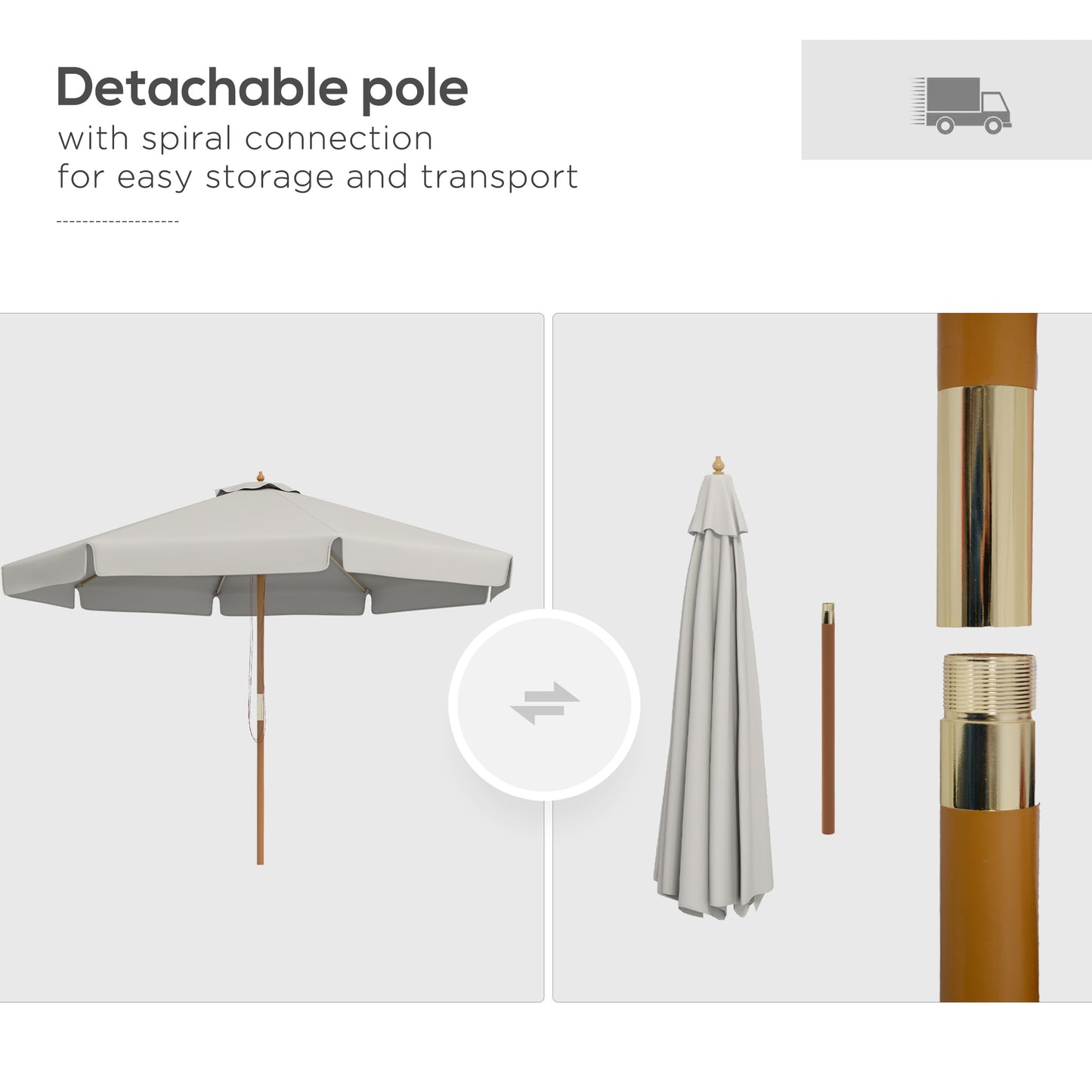 3.3m Elegant Wooden Parasol
