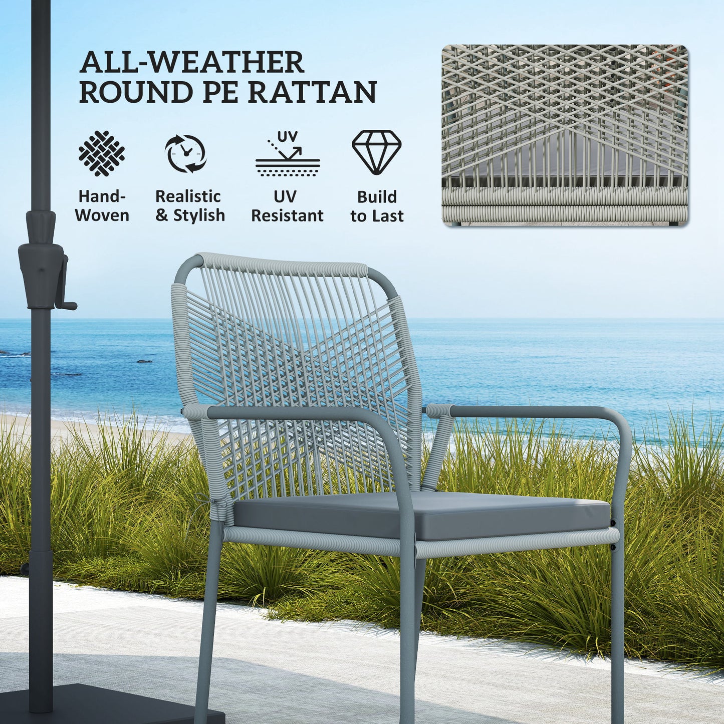 Five-Piece PE Rattan Garden Dining Set