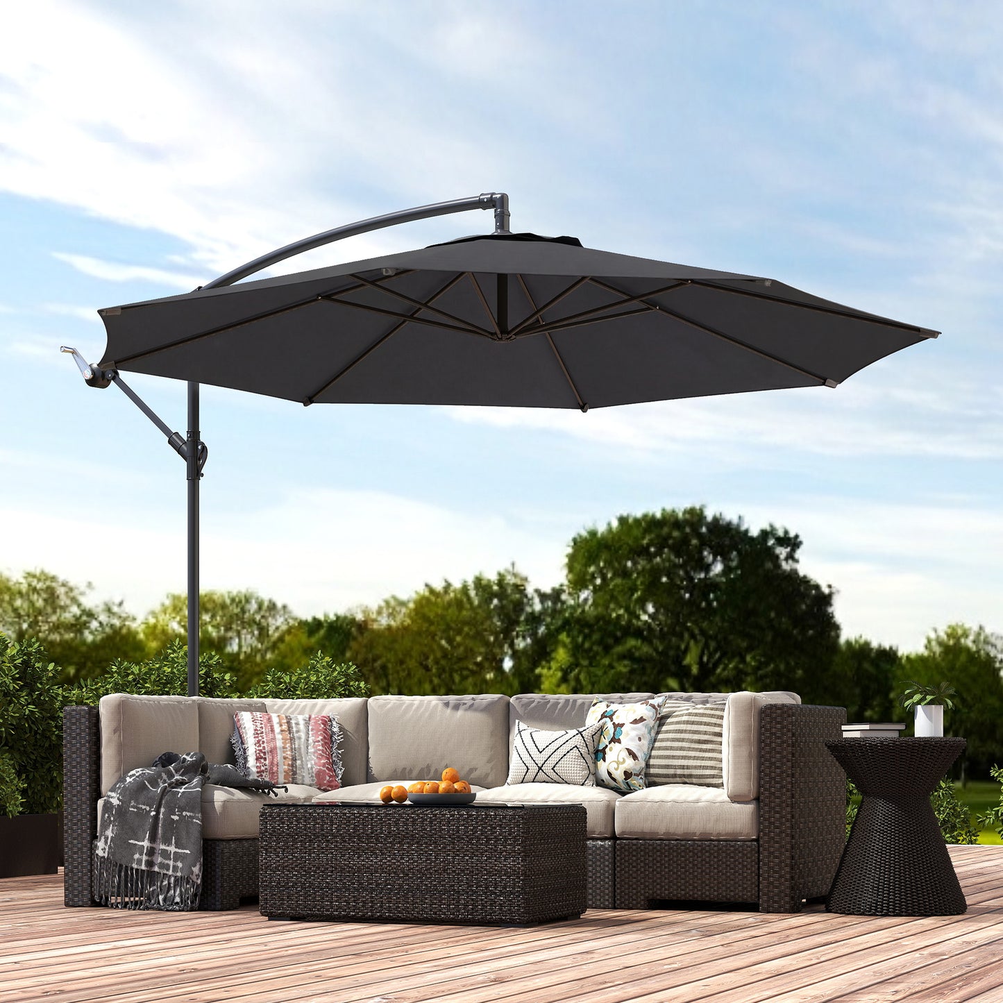 3 m Overhanging Cantilever Parasol, with Cross Base