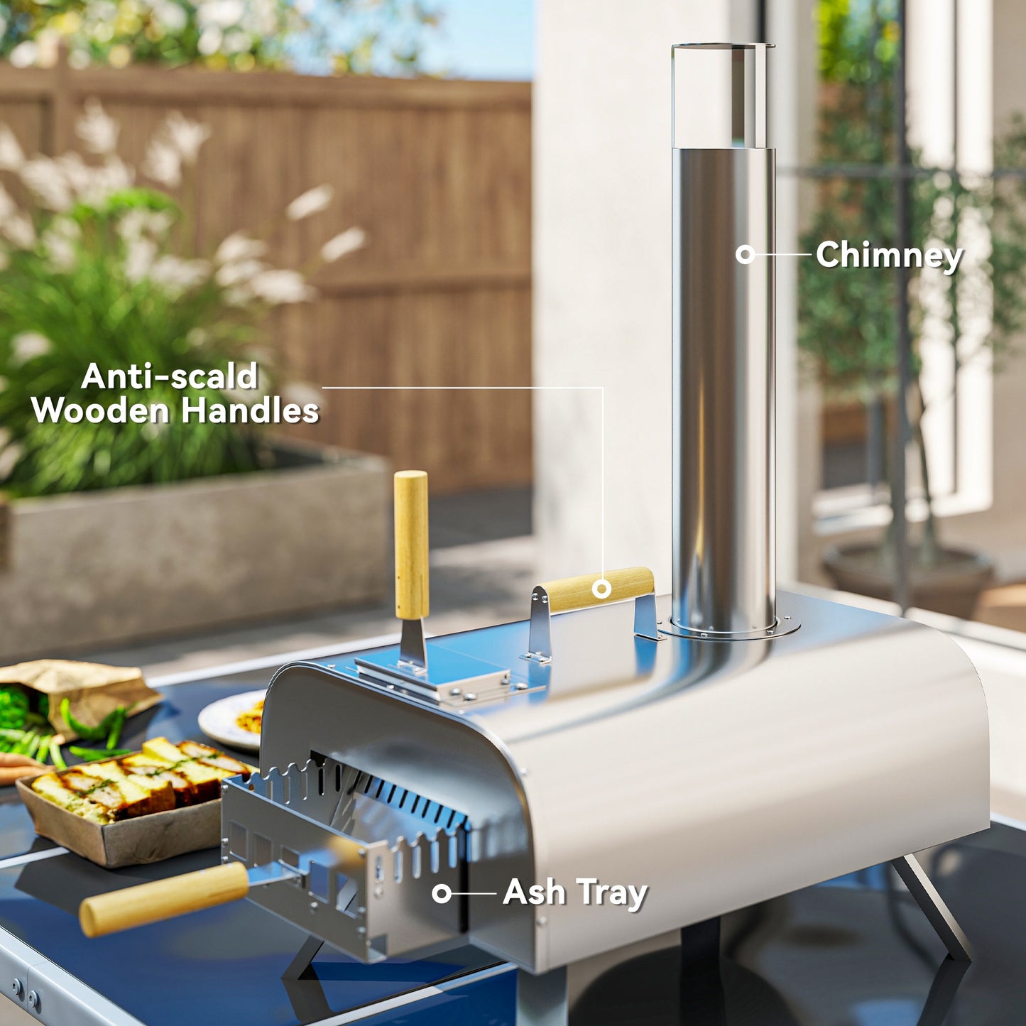 Outdoor Pizza Oven, Portable Wood Pellet Pizza Oven with Pizza Stone
