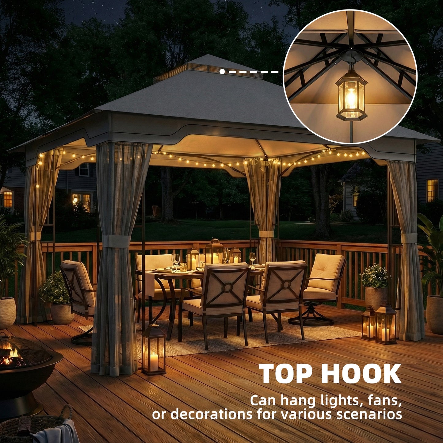 3.3 x 3.3 m Outdoor Garden Gazebo with Post Shelves