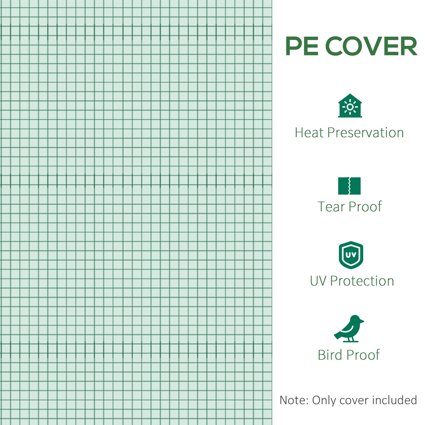 3 x 2 x 2m Greenhouse Replacement Cover ONLY Winter Garden Plant PE