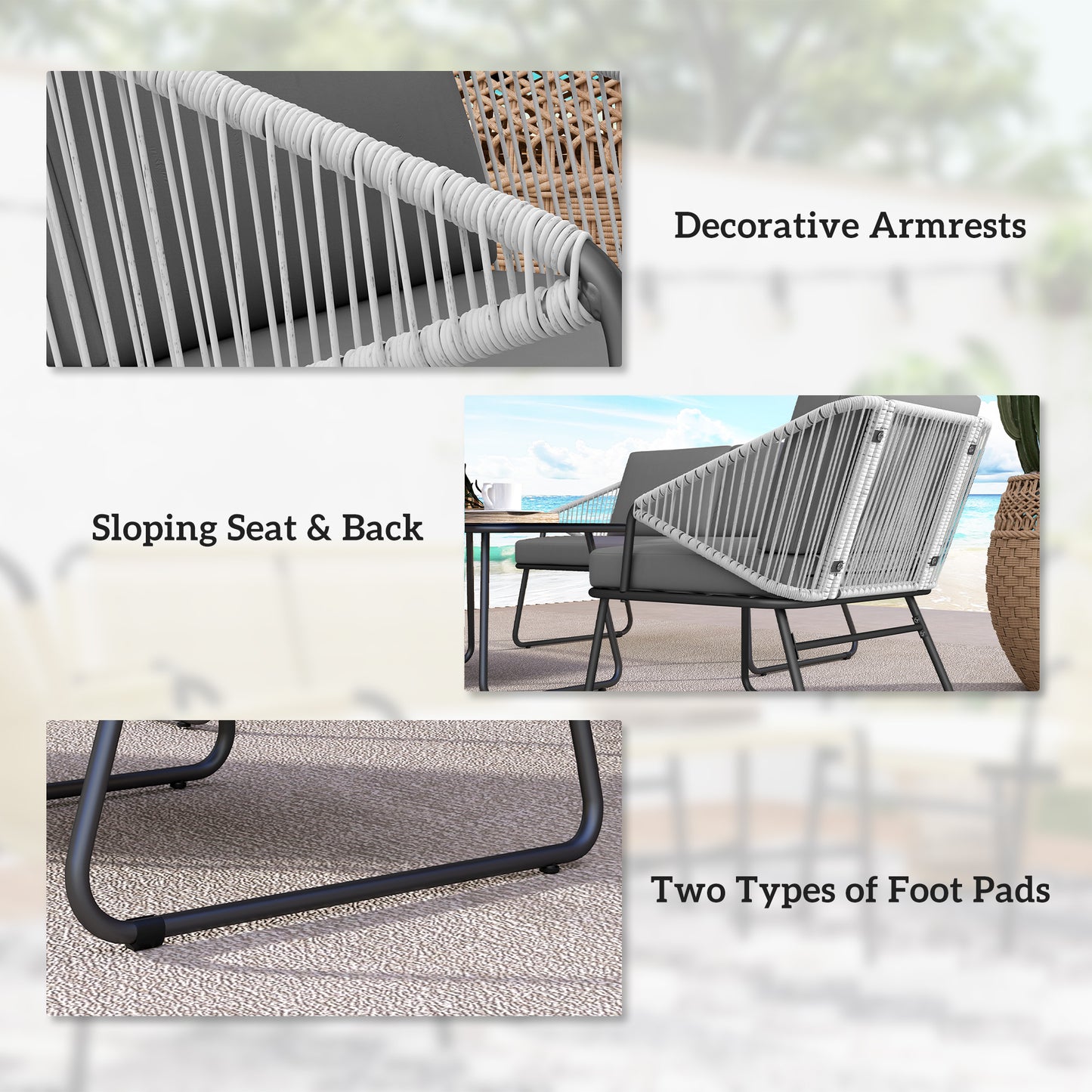 Four-Piece Rattan Strong Panel Outdoor Sofa Set