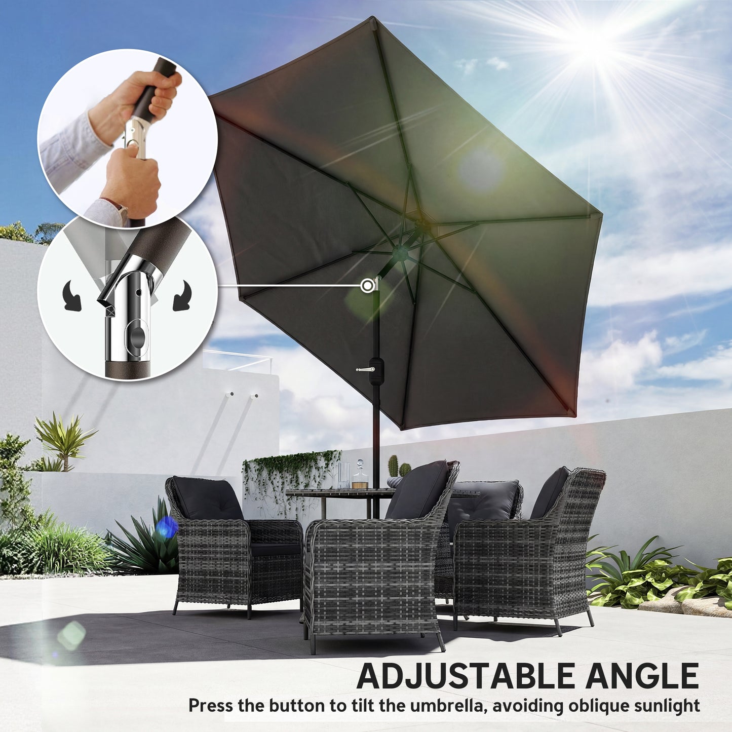 2.6 m Garden Parasol Umbrella with Aluminium Pole (1)
