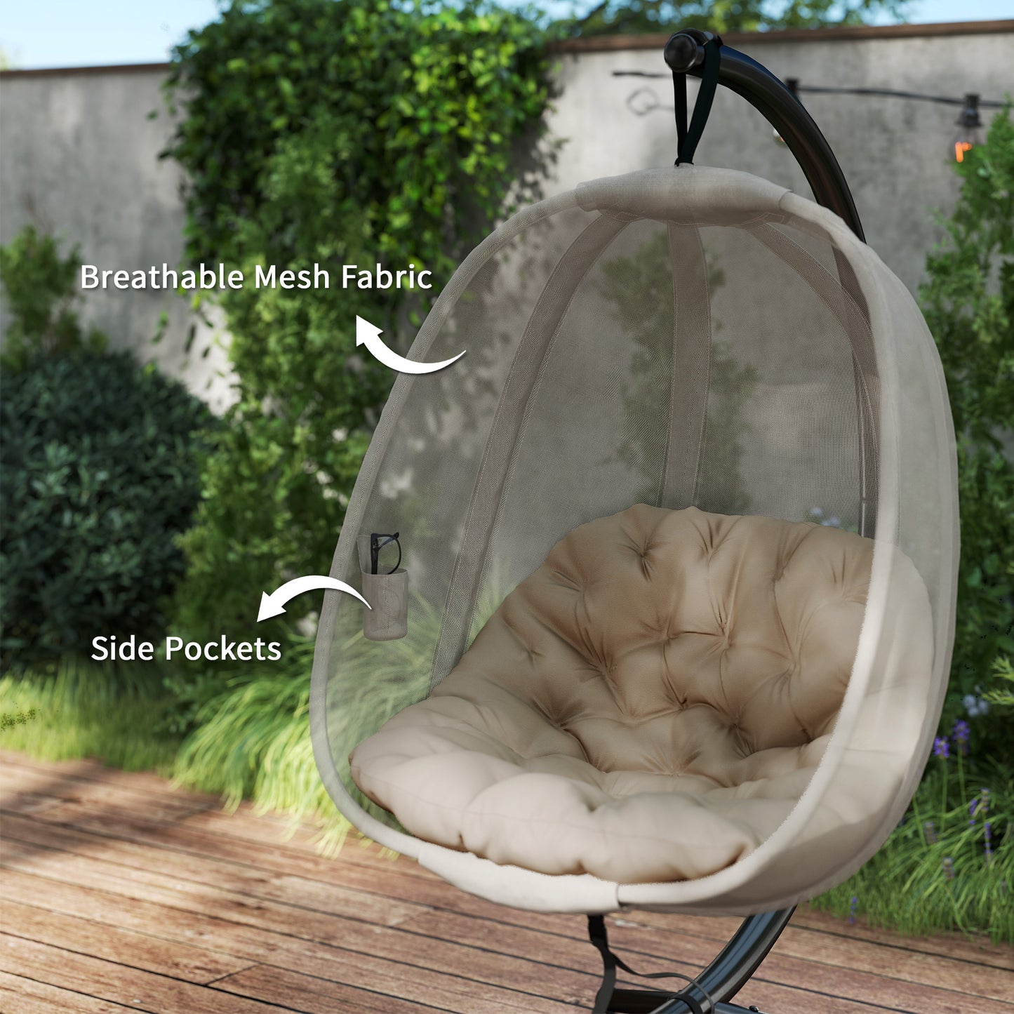 Hanging Egg Chair, Folding Texteline Swing Hammock with Side Pocket