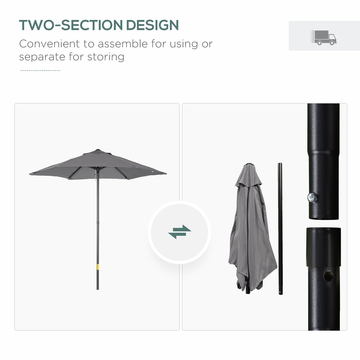 2m Garden Parasol Umbrella