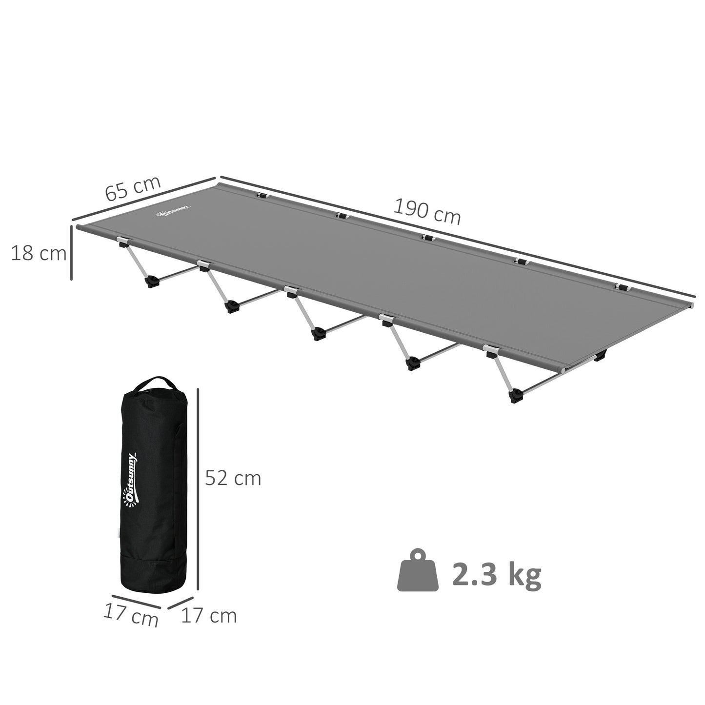 Lightweight Camping Bed, Aluminium Portable Camp Cot w/ Strong