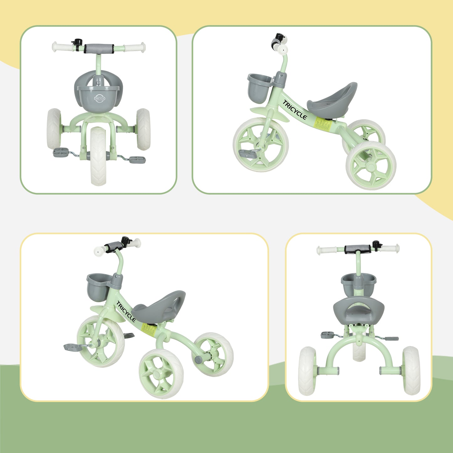 Kids Trike, Toddler Tricycle with Front Basket and EVA Wheels
