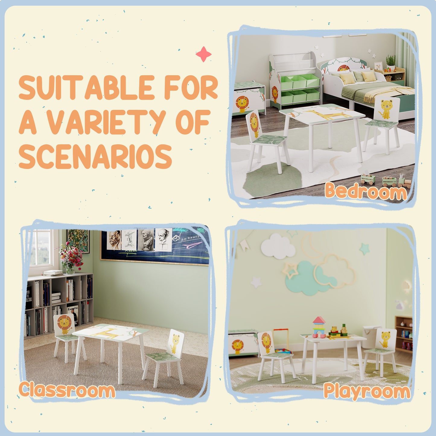 3-Piece Toddler Table and Chair Set