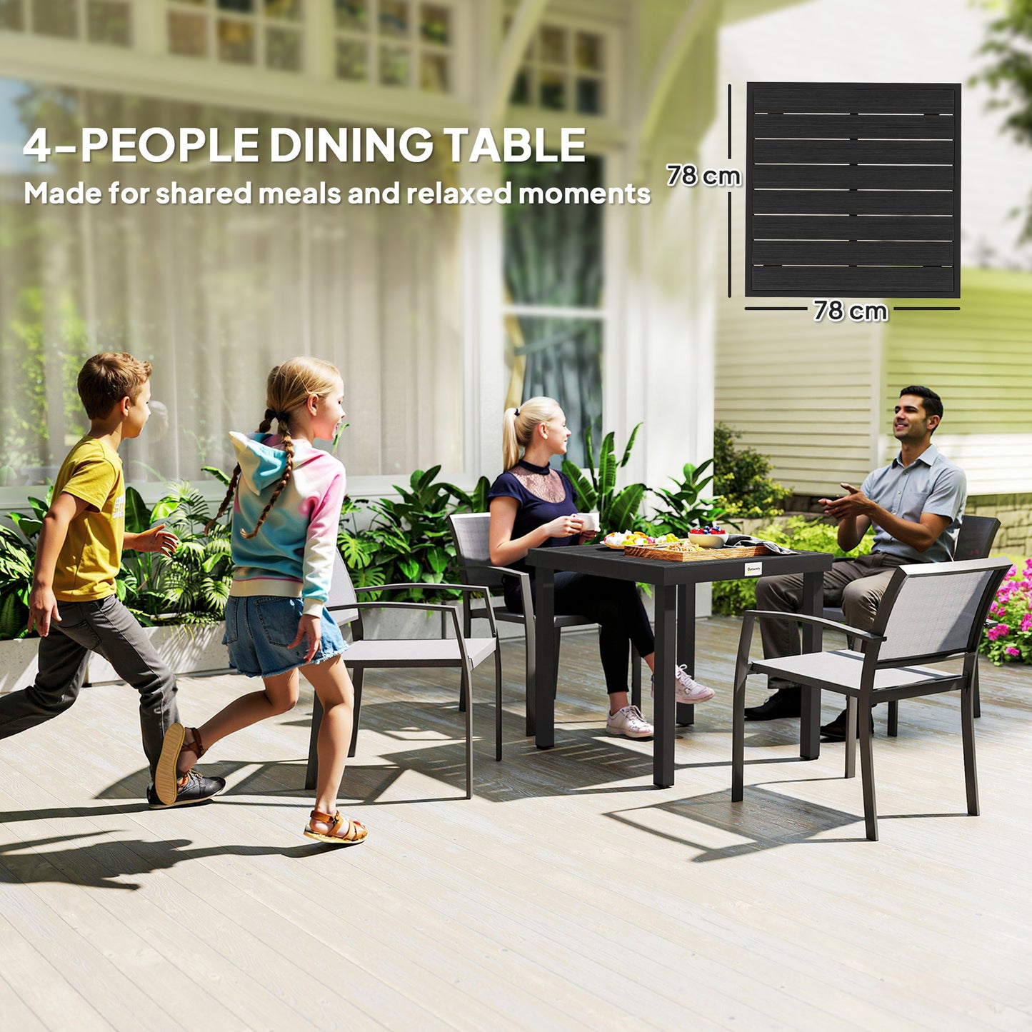 78 cm Garden Dining Table for 4 People