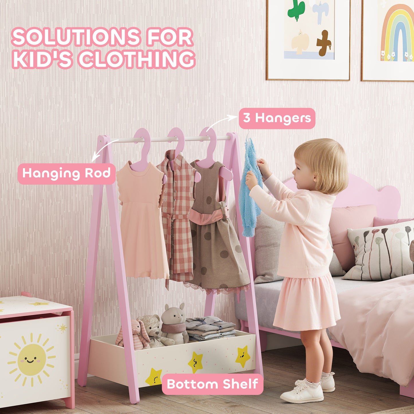 Baby Clothing Rack with Hangers, Storage Shelf for Bedroom