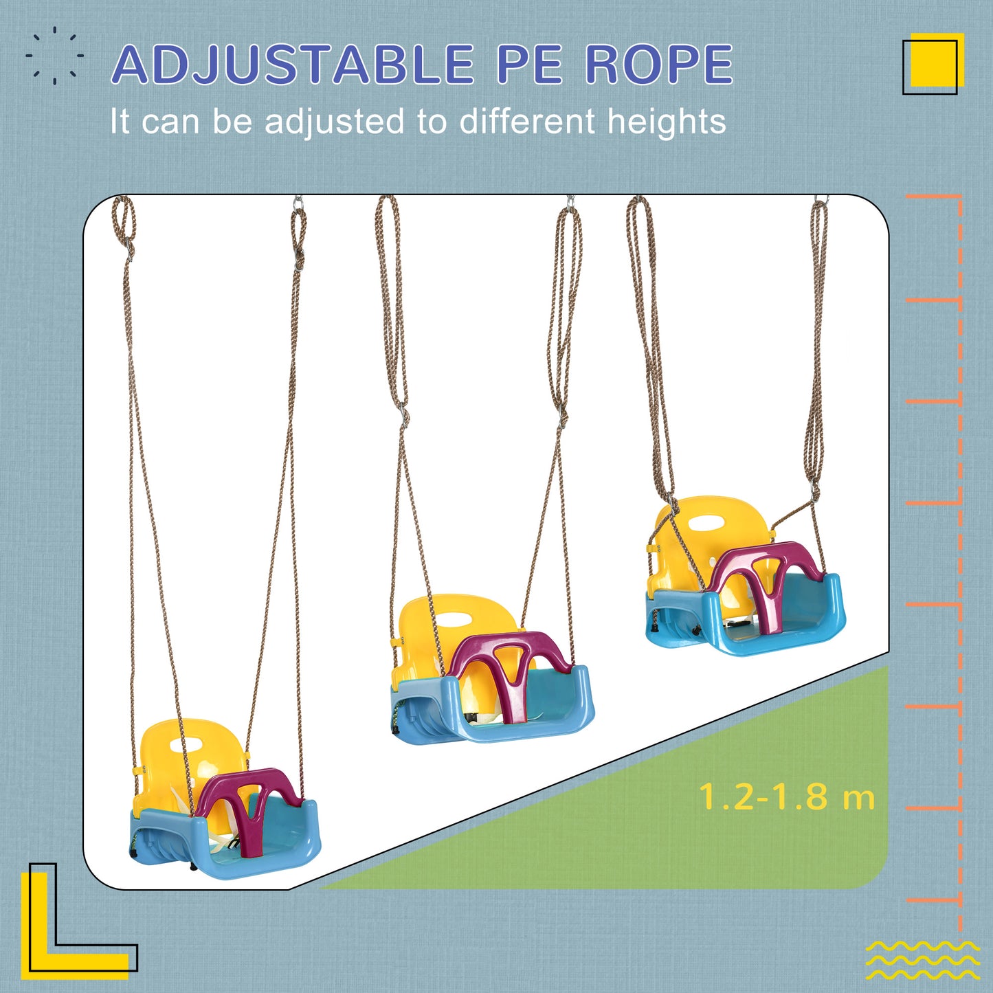 3 in 1 Detachable Kids Swing Seat with Seatbelt