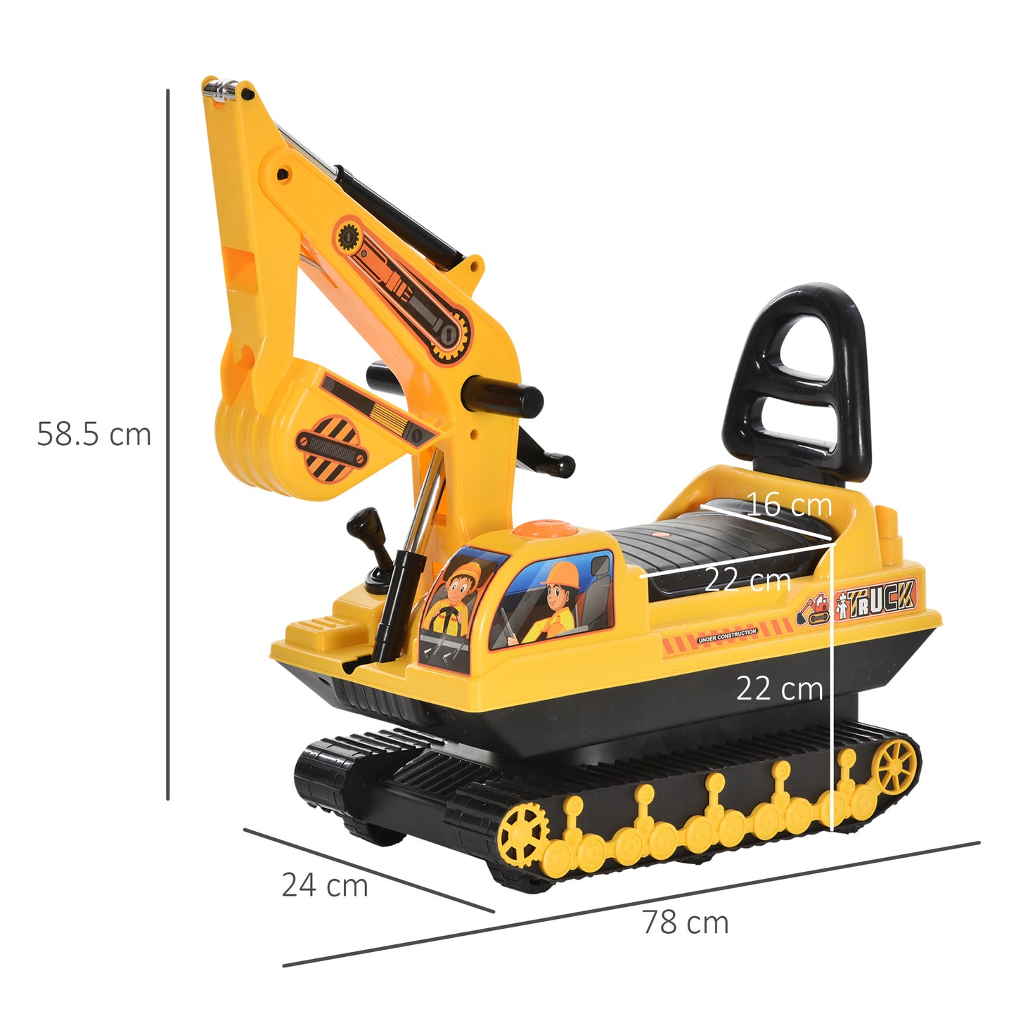 Ride On Excavator Toy Tractors Digger Movable Walker Construction