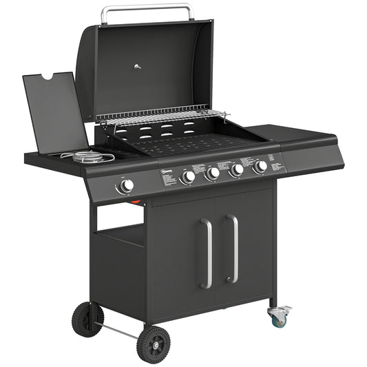 4+1 Burner Gas BBQ Grill with Storage Cabinet