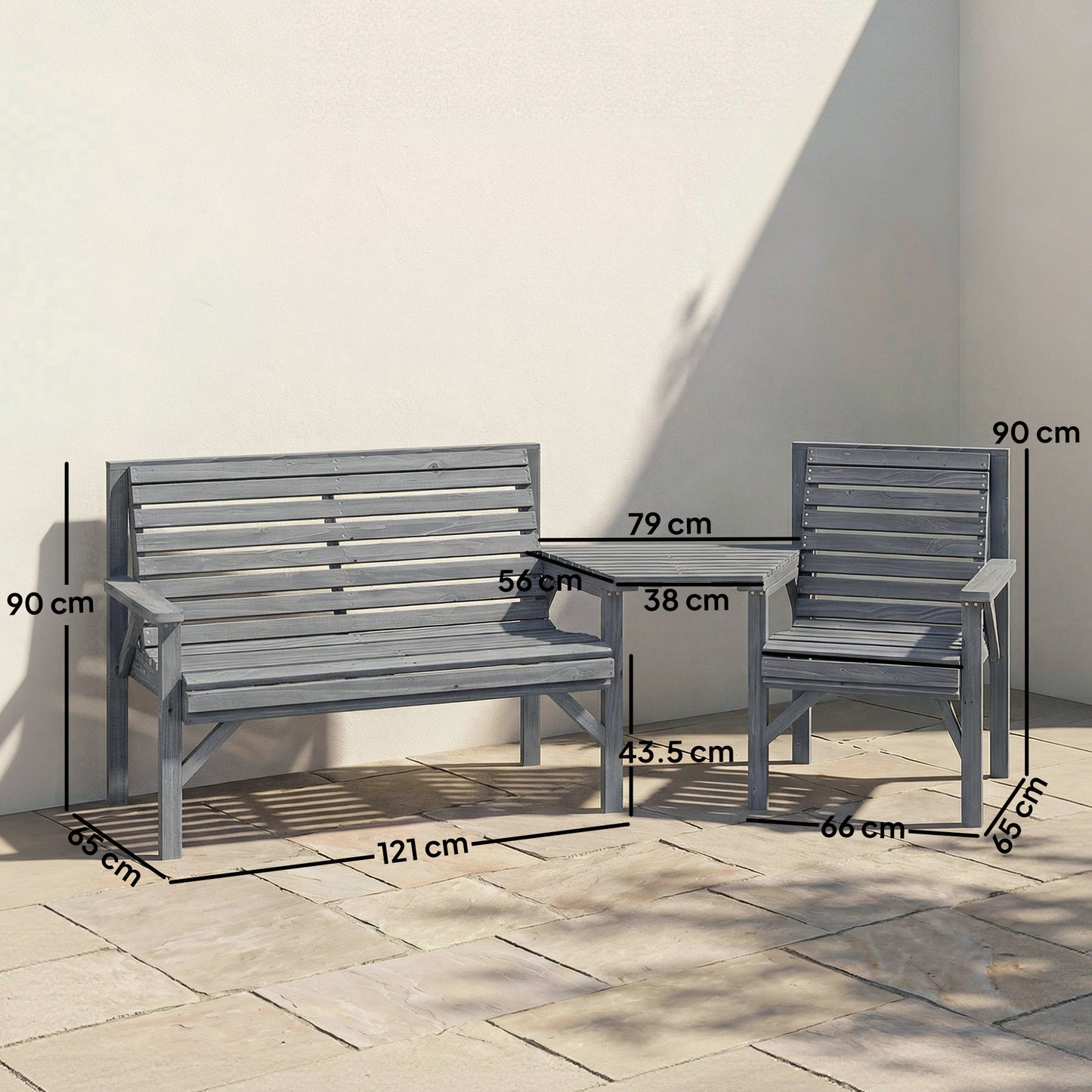 Wooden Garden Furniture Set with Parasol Hole, 1 Chair