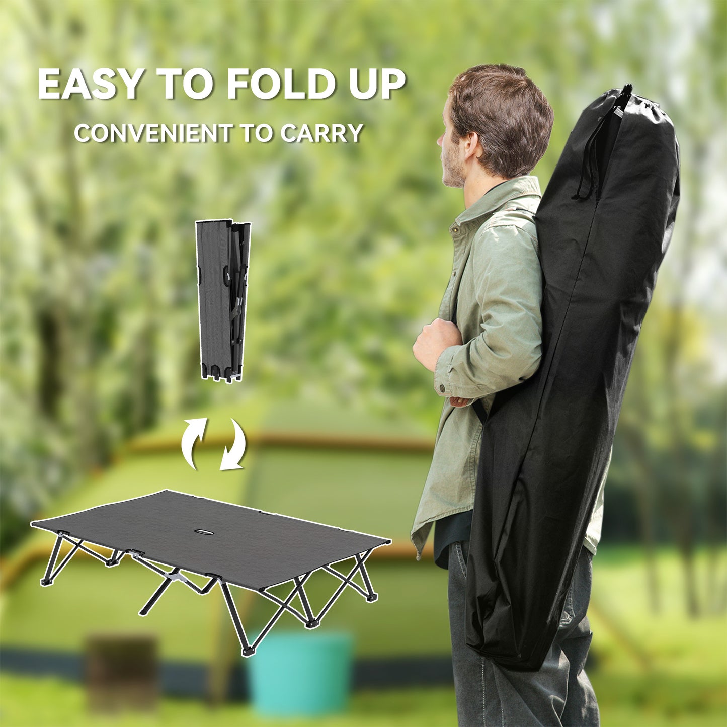 Double Camping Cot Bed, with Bag