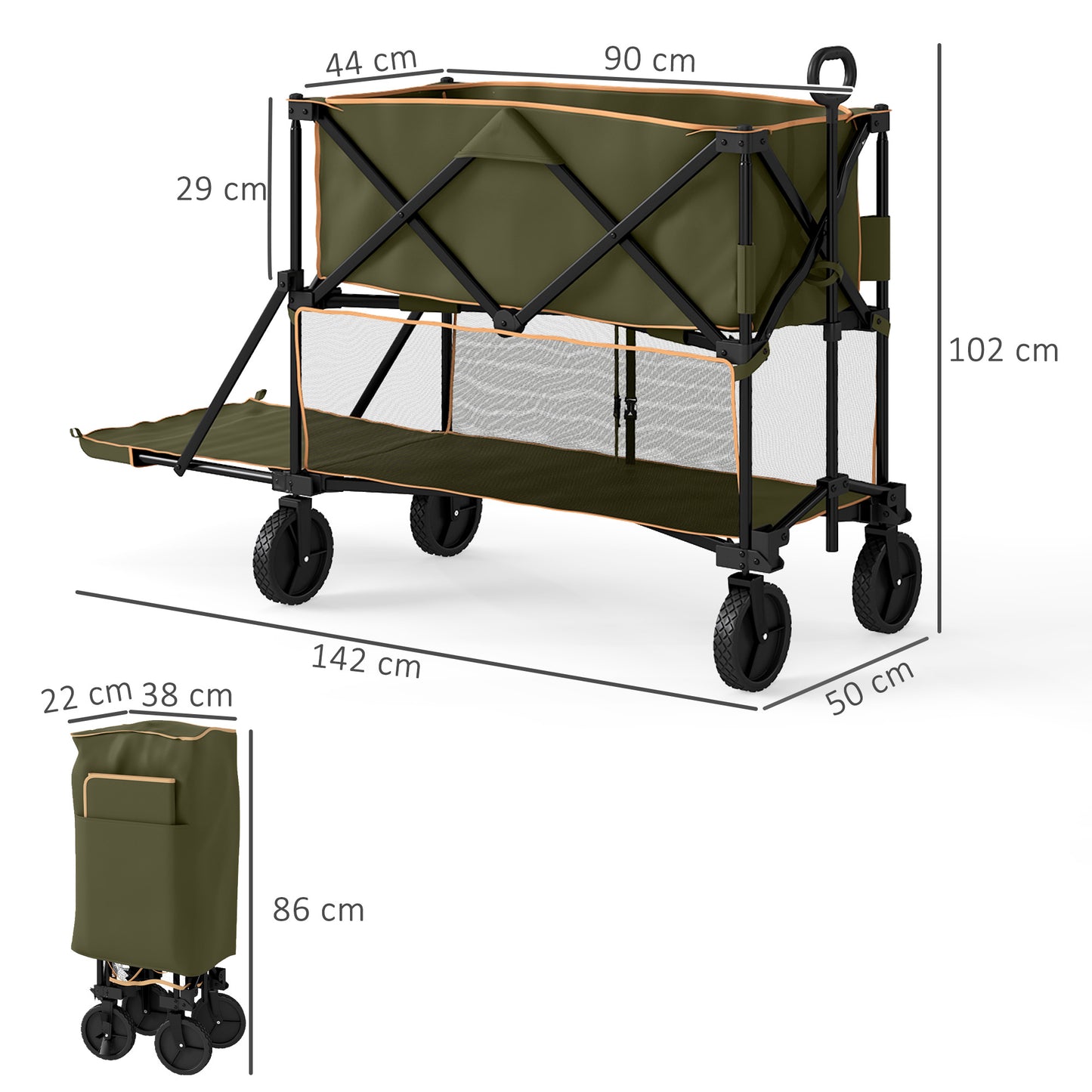 Double Decker Folding Festival Trolley on Wheels