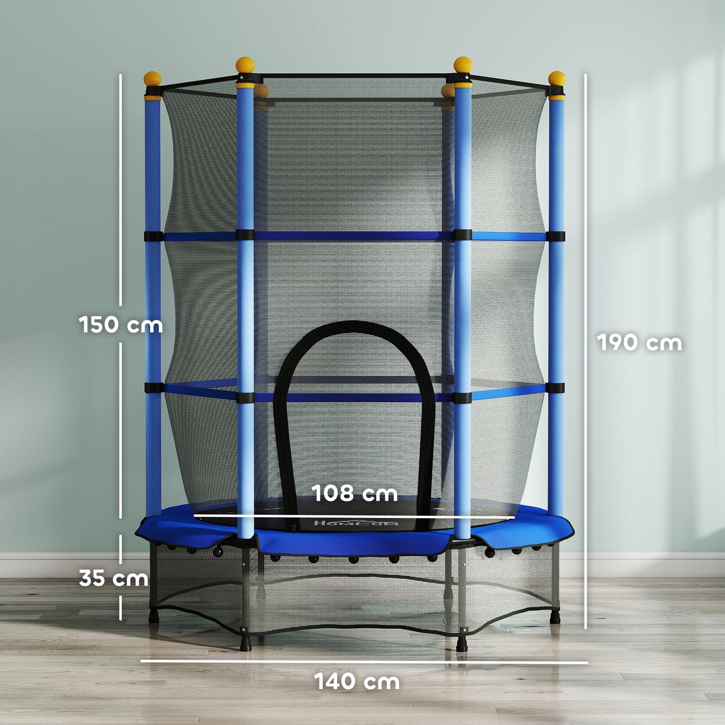 4.6FT/55" Kids Trampoline with Enclosure Net, Outdoor Indoor Use