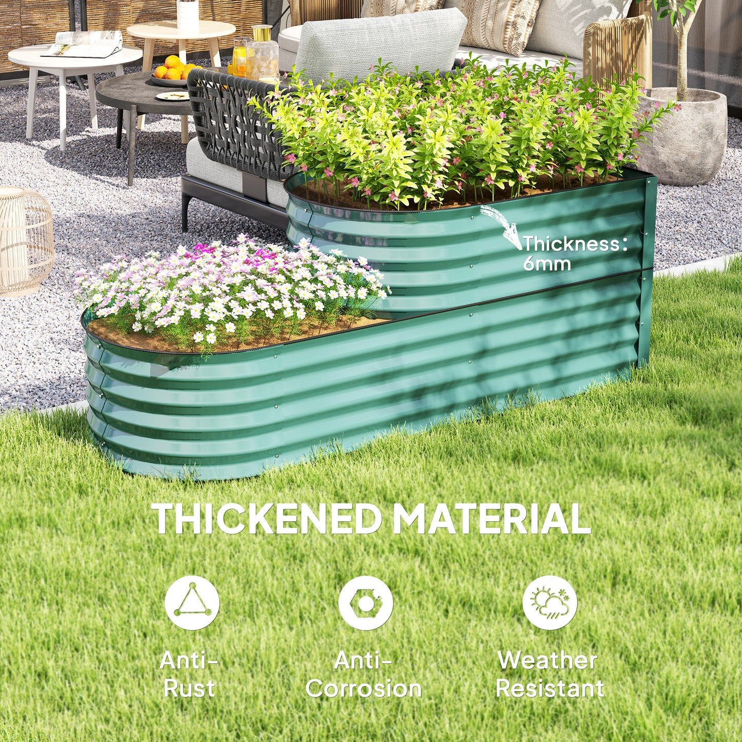 Two-Tier Galvanised Steel Garden Planter