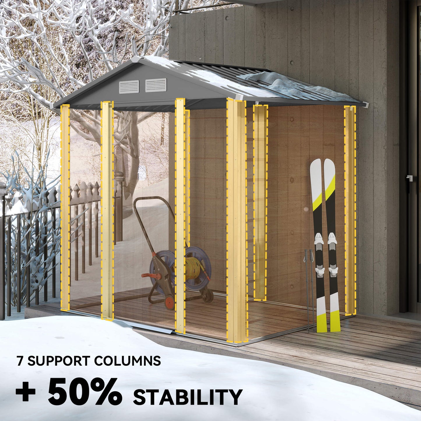 6.5 x 5ft Metal Garden Shed