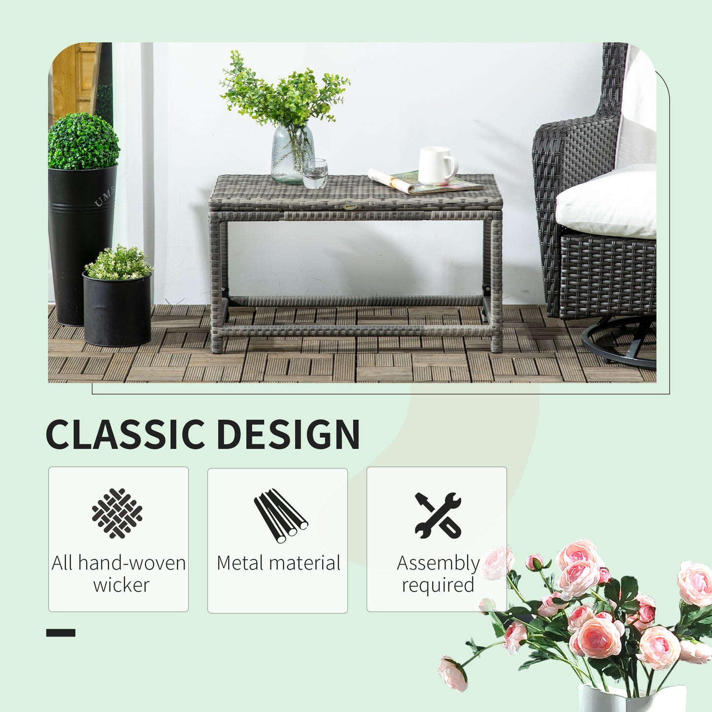 Outdoor Coffee Table, Garden PE Rattan Side Table (1)