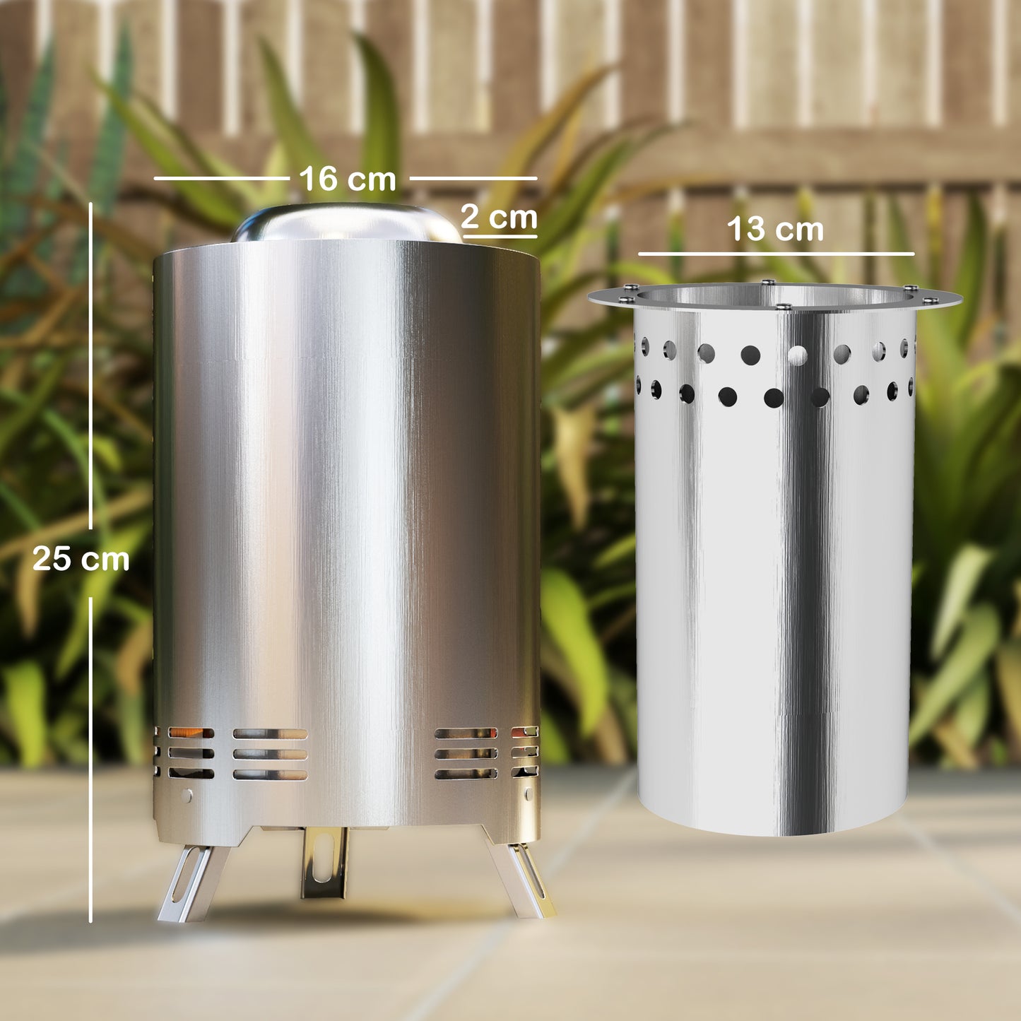 Smokeless Fire Pit, 16 x 16 cm Stainless Steel Portable Wood