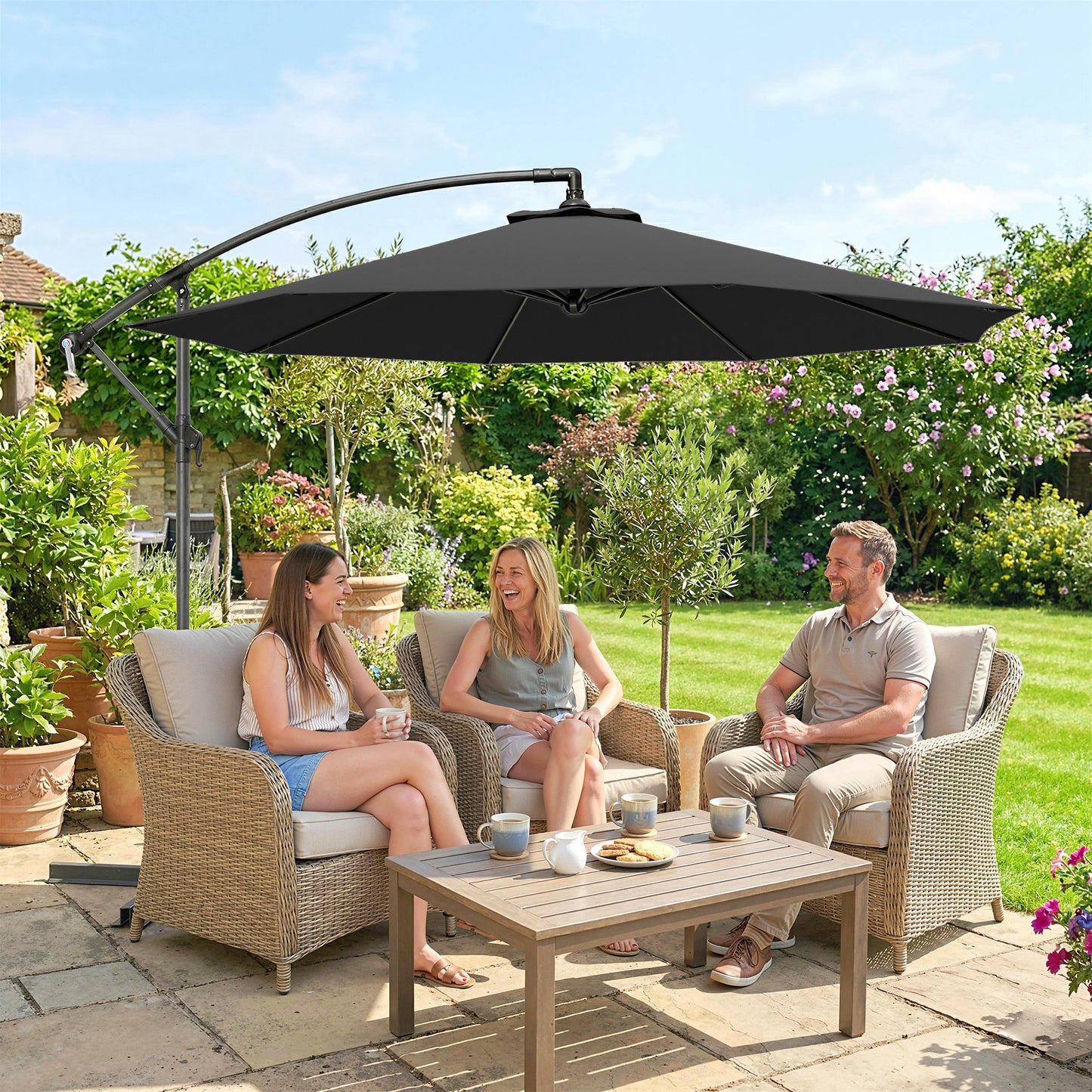 3m Overhanging Cantilever Parasol, with Cross Base (3)