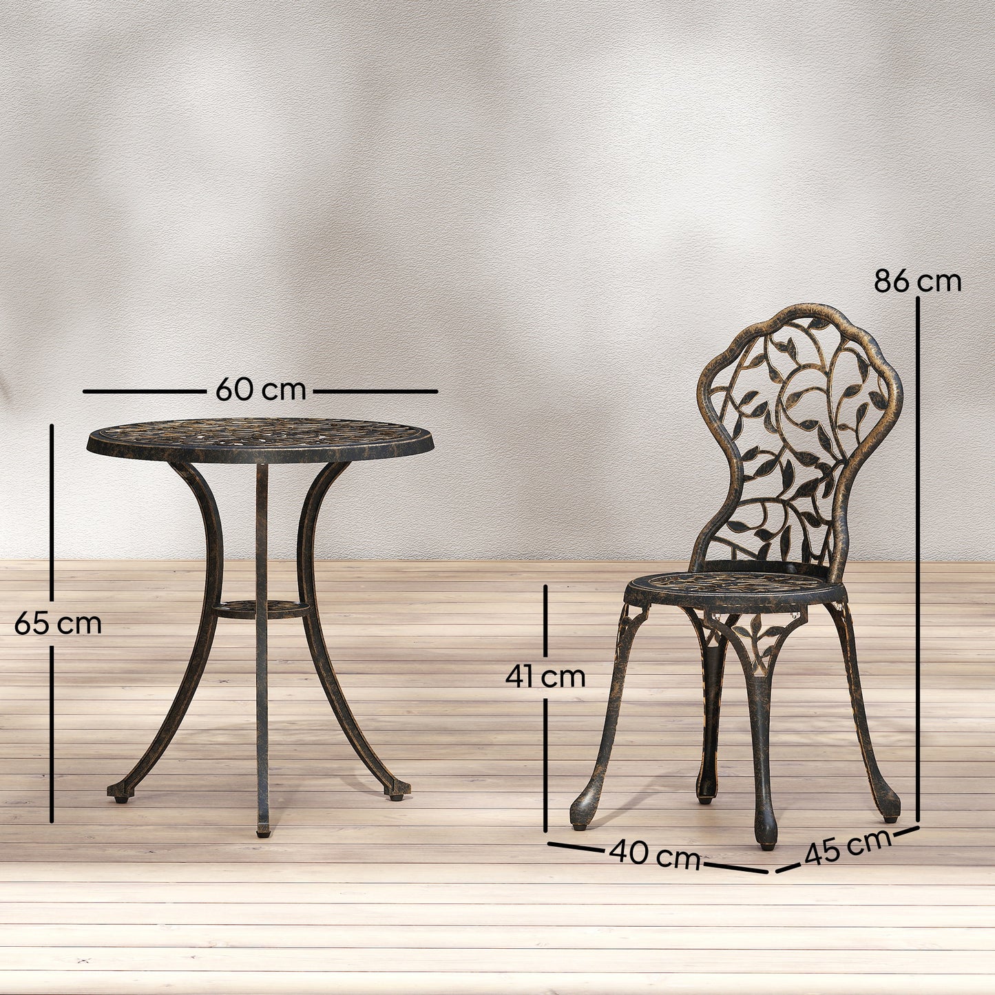 3 Pcs Aluminium Bistro Set Garden Furniture Dining Table Chairs (1)