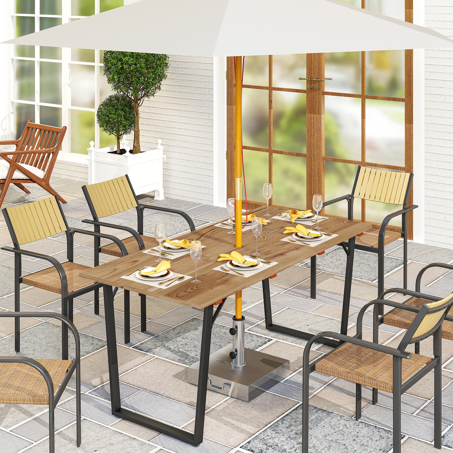 6 Seater Wooden Garden Dining Table