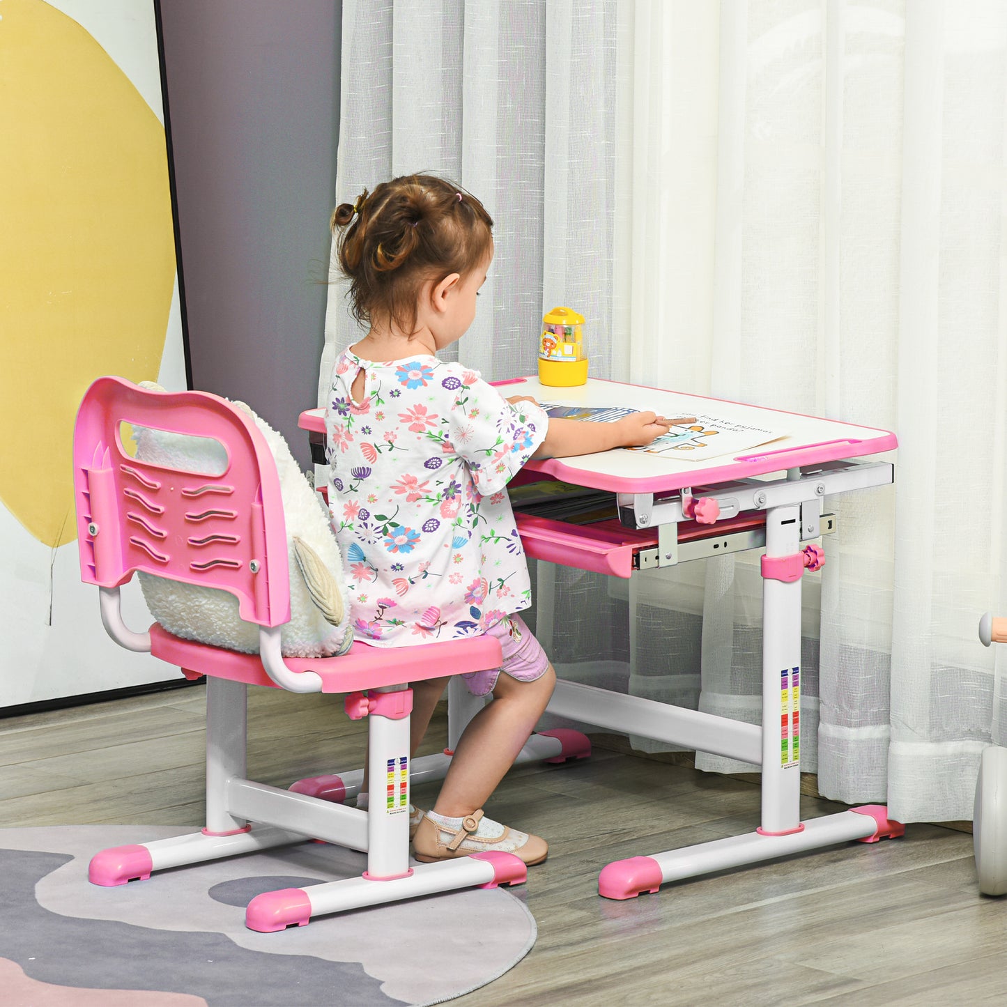 Kids Desk and Chair Set, Student Adjustable Writing Desk