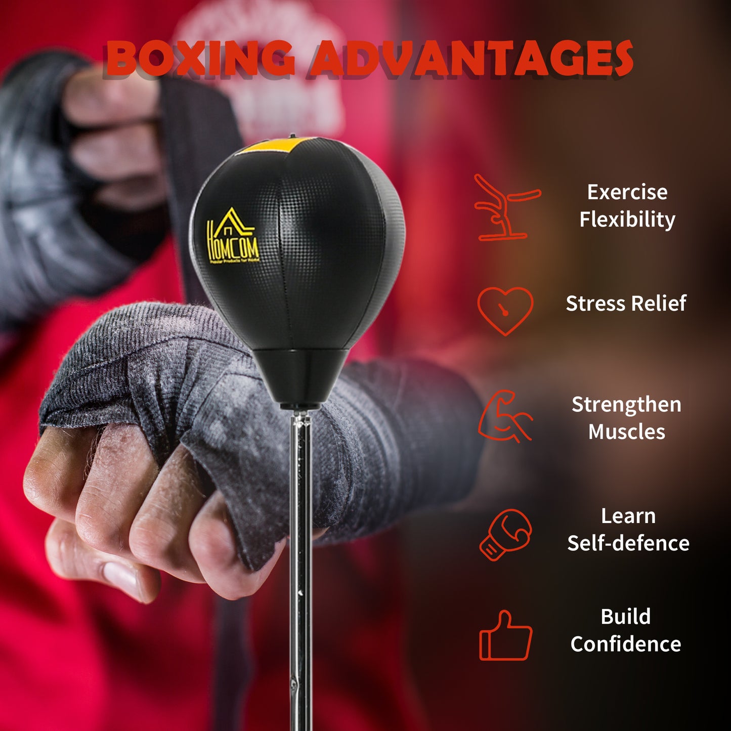 Punching Bag with Stand, 133-151cm Adjustable Height, for Teens (1)