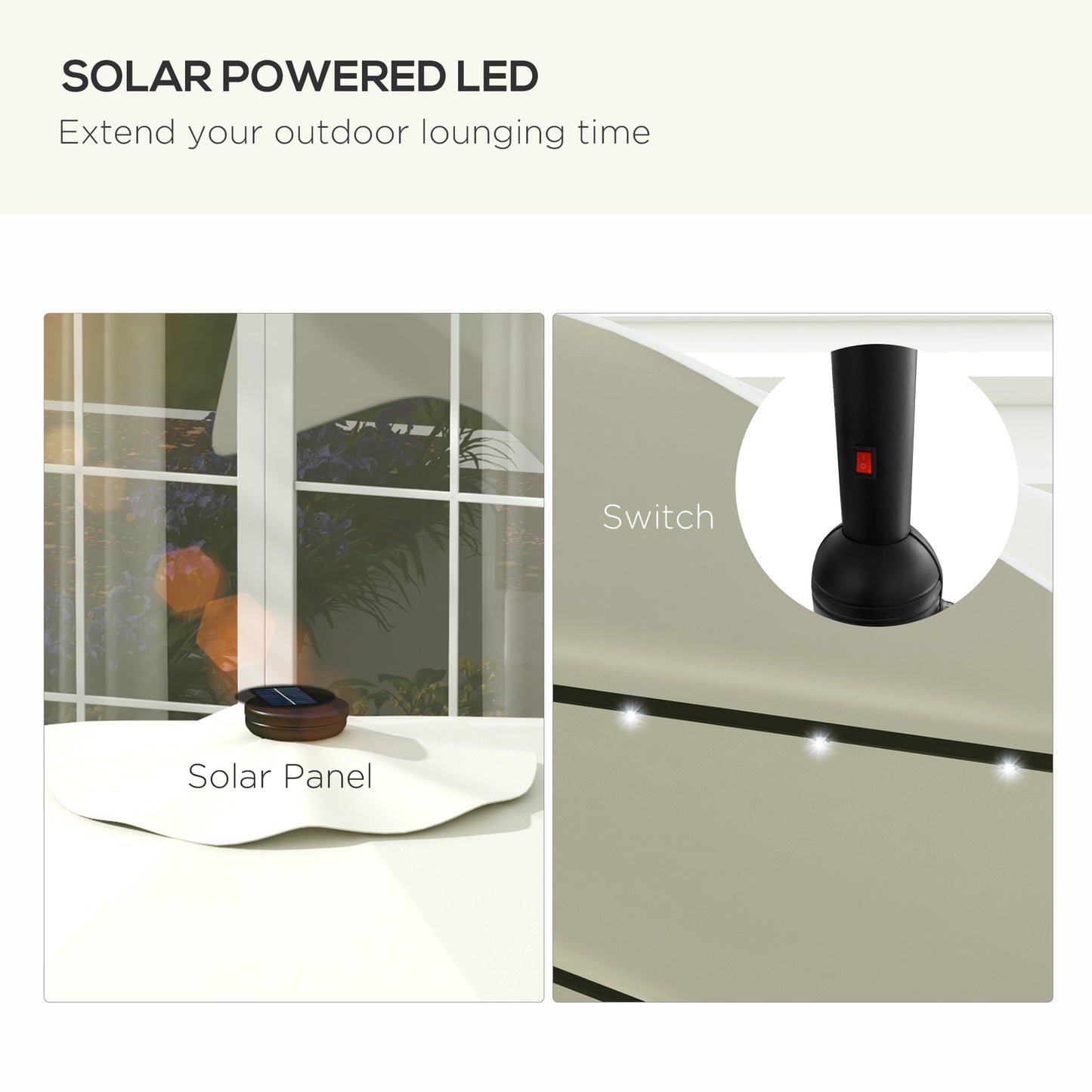 Solar Patio Umbrella with LED and Tilt