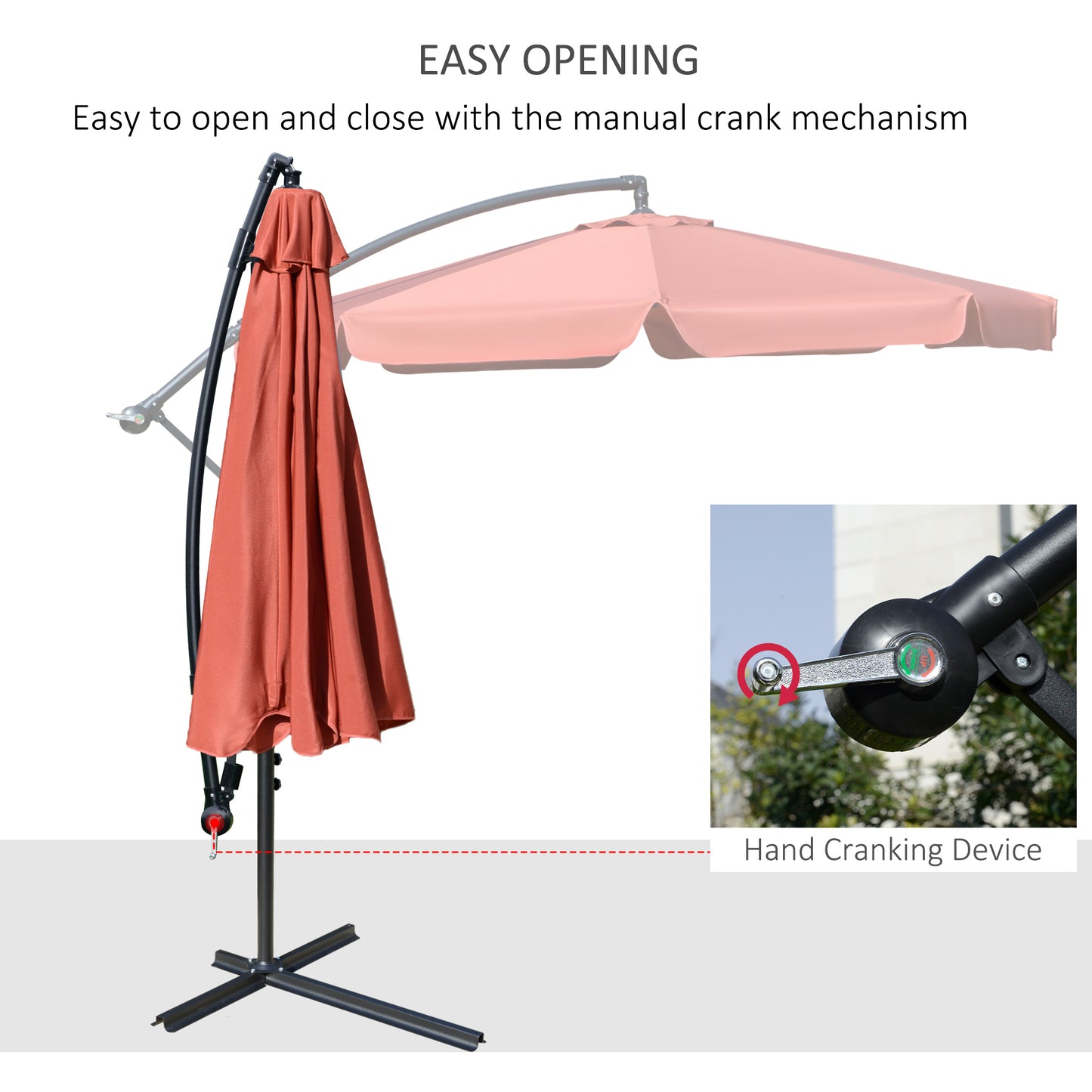 2.7m Garden Banana Parasol Cantilever Umbrella with Crank Handle