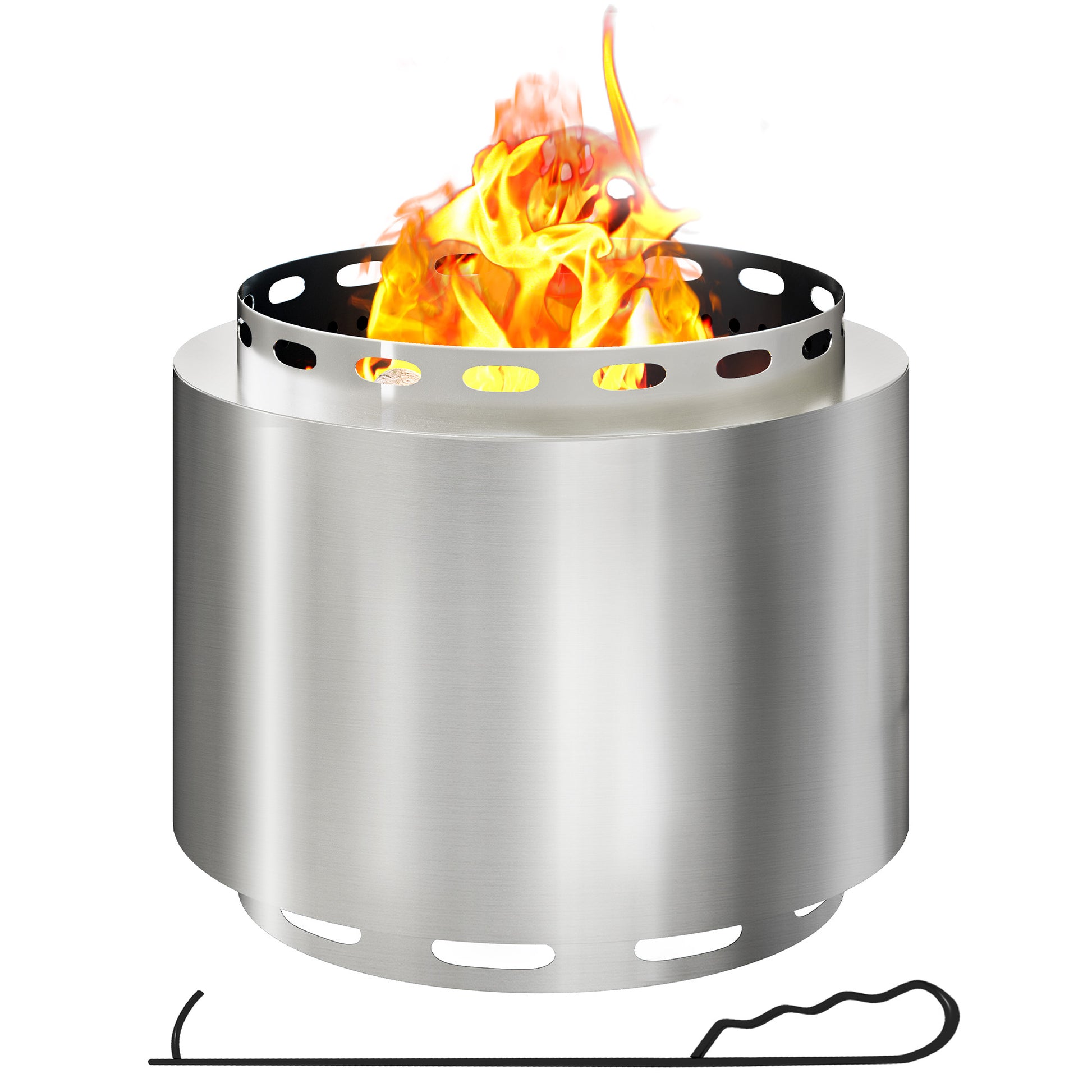 Smokeless Fire Pit, 48.5cm Portable Wood Burning Firepit with Poker