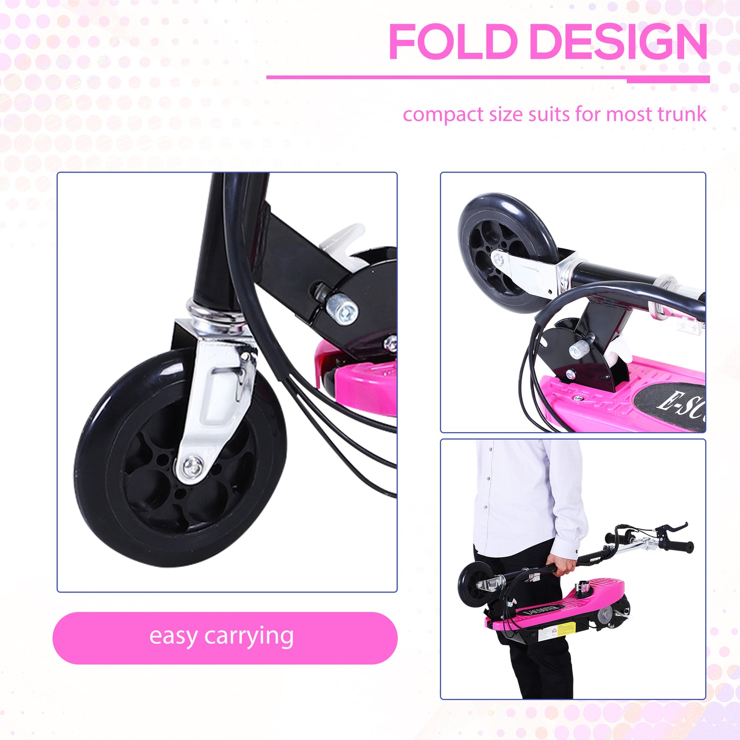 Foldable Electric Scooter Ride on for Kids 12V 120W W/Brake Kickstand